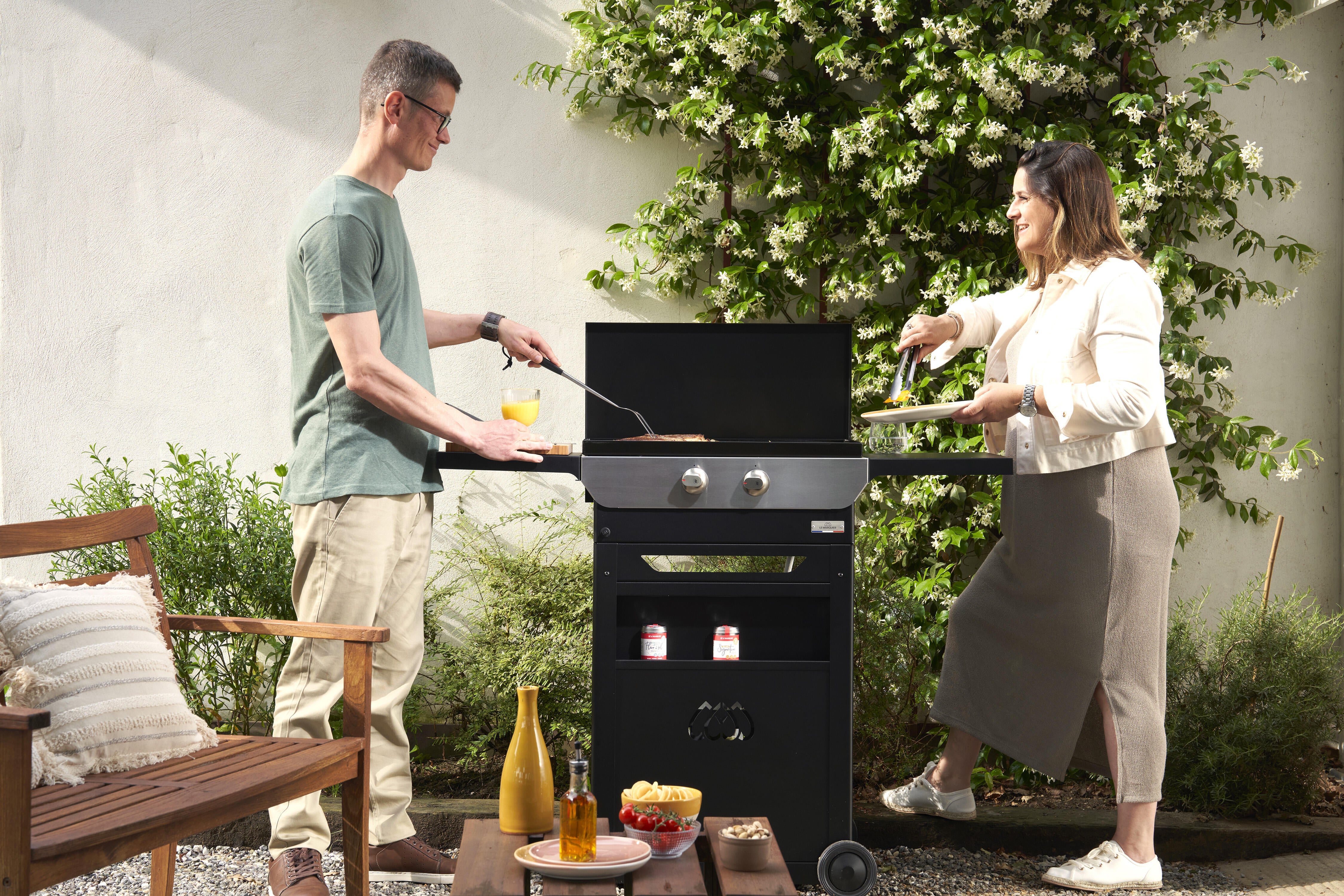 Plancha gaz LE MARQUIER Original 260 DUO, Chariot + couvercle - 2