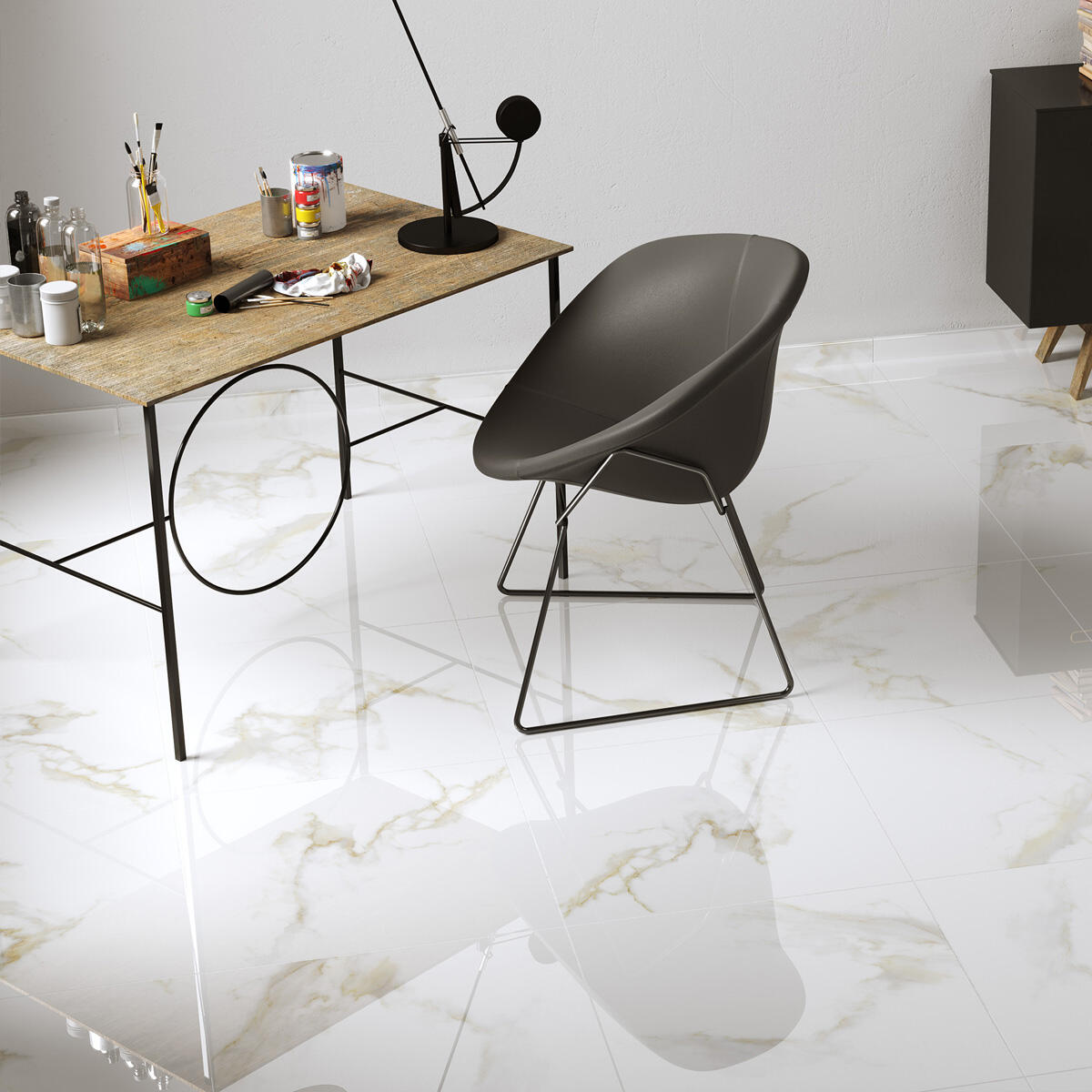 Piastrella da pavimento e rivestimento interno 60 x 60 cm rettificato in gres porcellanato smaltato oro Fantastica R9 traffico medio forte (pei 3/5) Sp. 9 mm 1.44 mq - 6