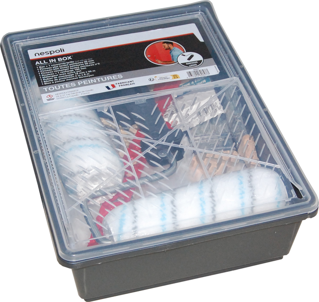 Kit pinceaux rouleaux et accessoires toutes peintures ALL IN BOX - NESPOLI