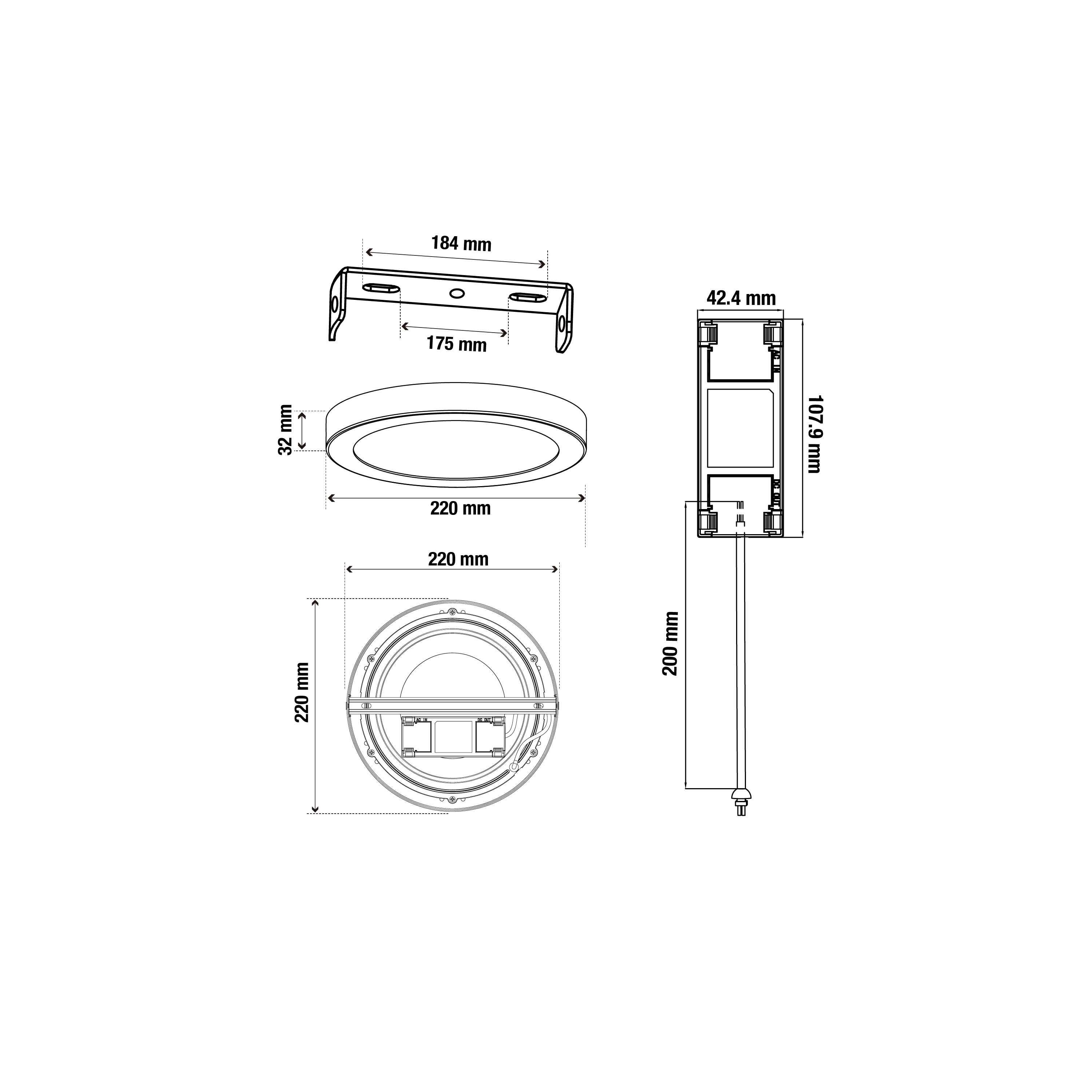 Candeeiro de teto com lâmpada interior LED 7cm branco - 5