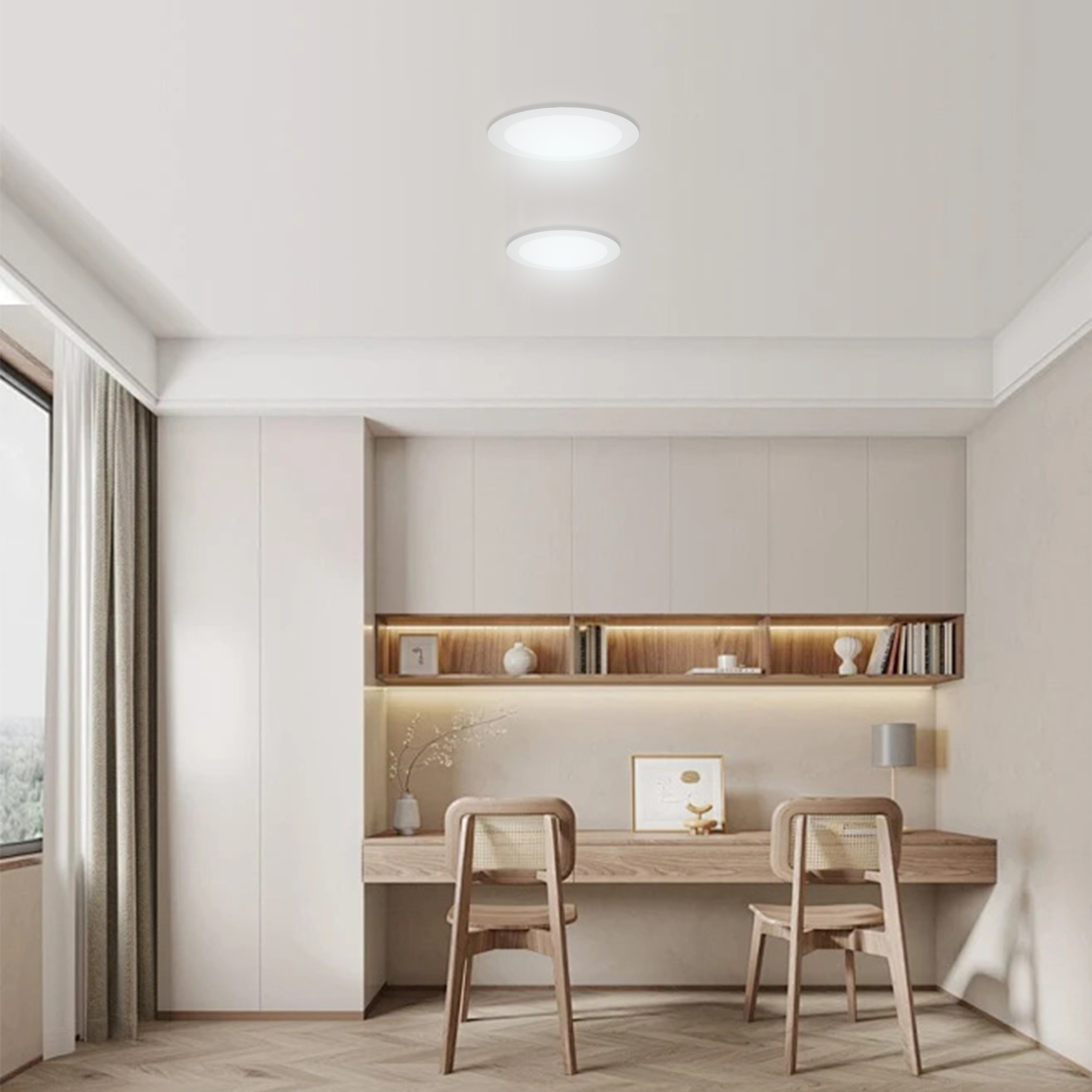 Pack de 2 downlight LED empotrable blanco redondo 11.3 lm 13 W luz blanco frío 6500K IP20 - Foco LED empotrado para techos - 7