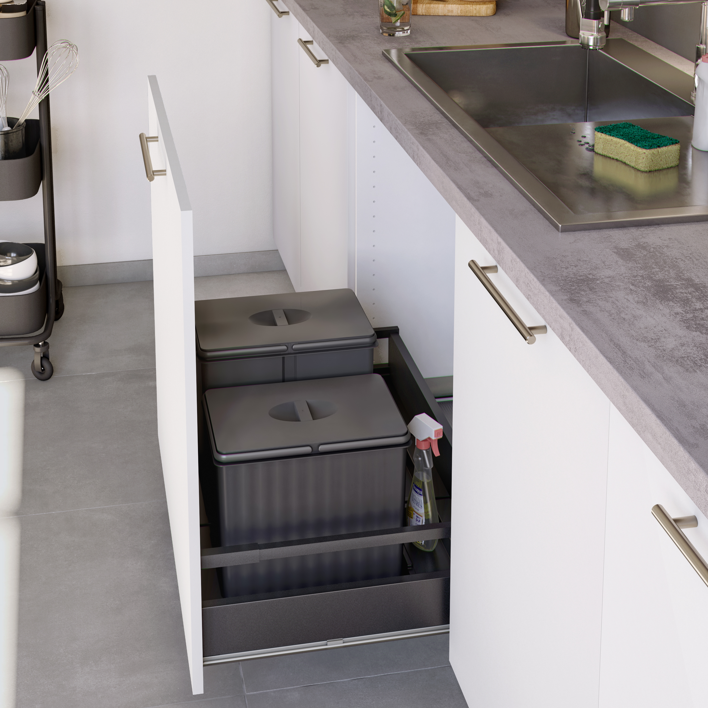 Bac 18L pour kit de poubelle tri sélectif DELINIA ID gris - 3