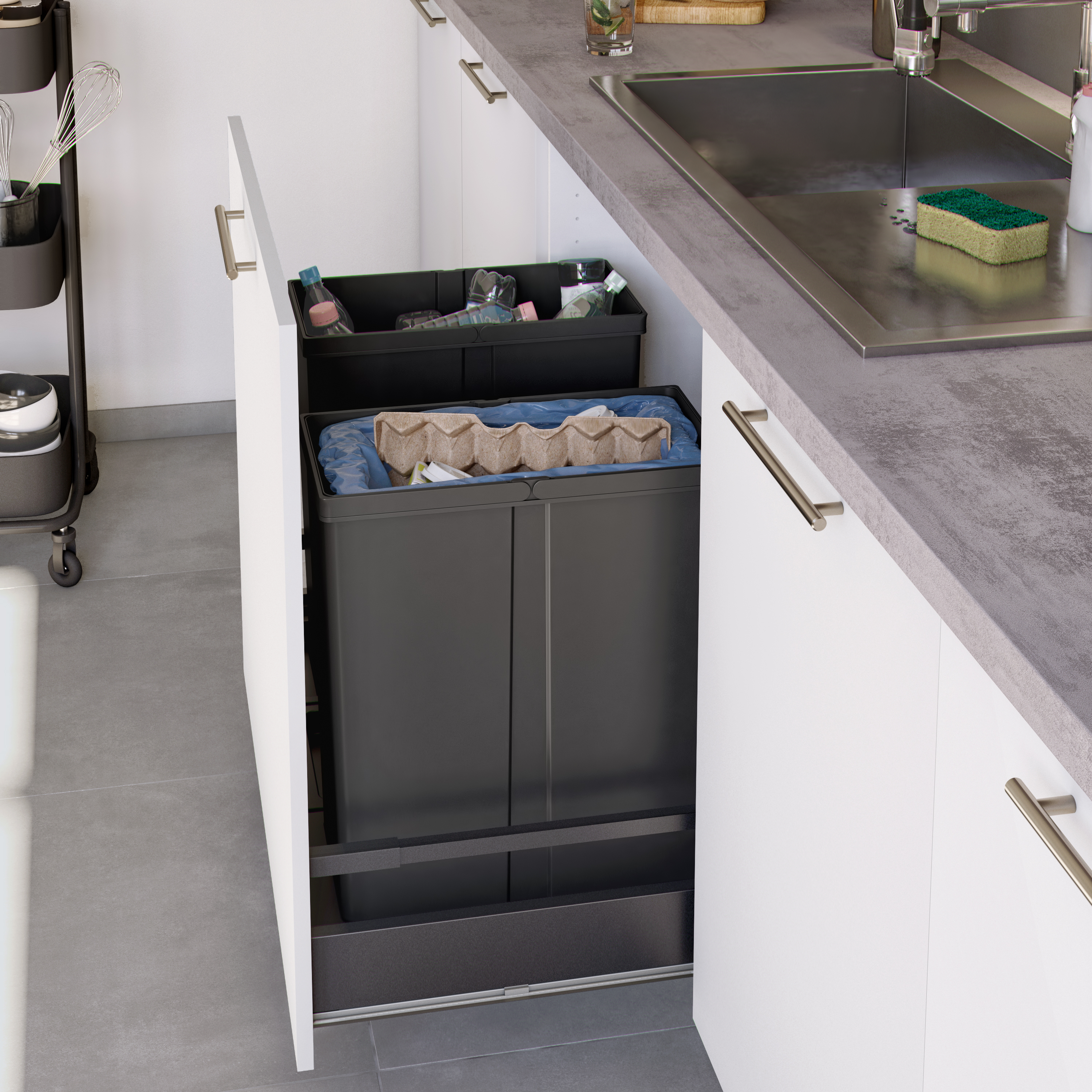 Bac 40L pour kit de poubelle tri sélectif DELINIA ID noir - 4