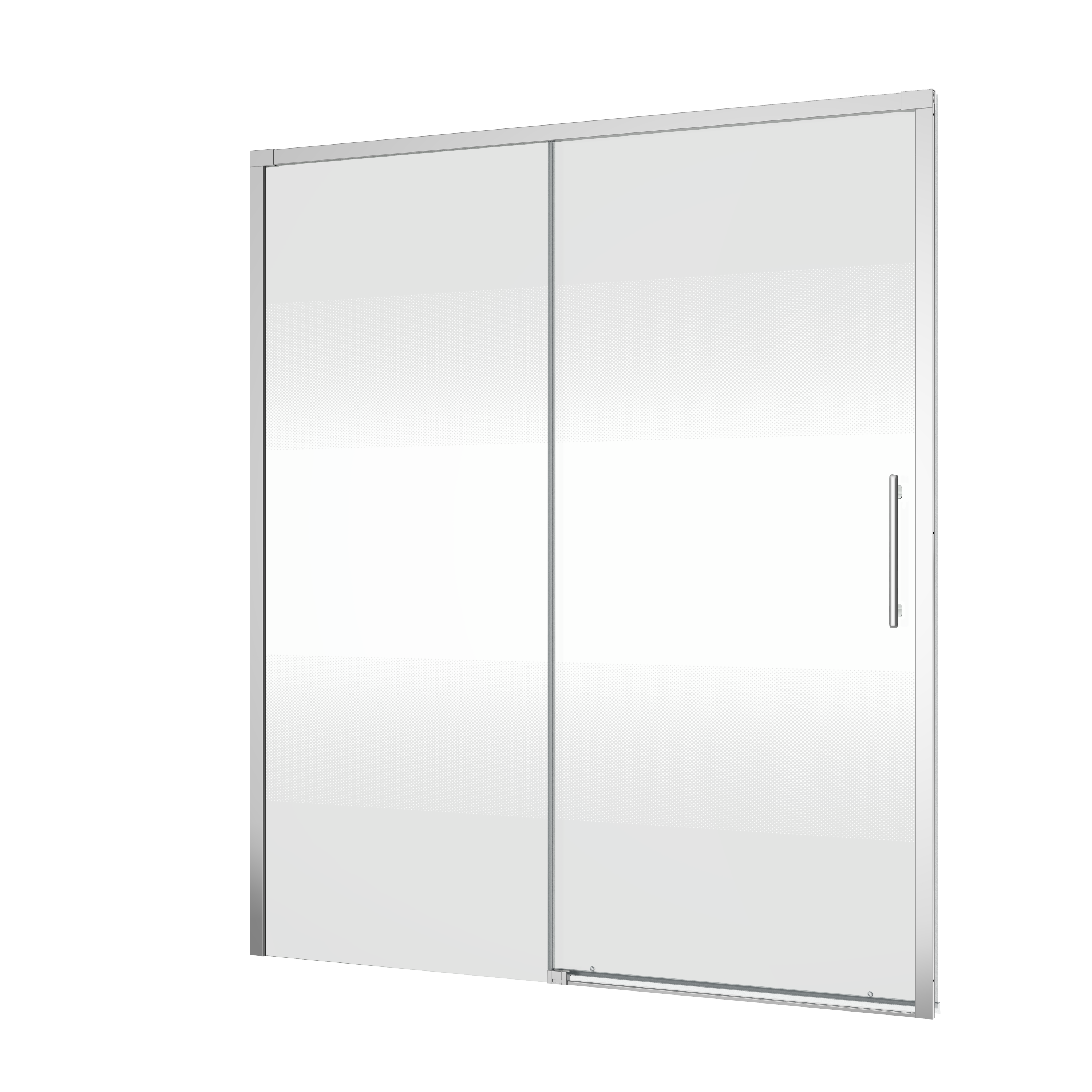 Porta de duche correr 1 porta 1 fixa 160 x 195 cm serigrafado cromado Sensea Remix - 3
