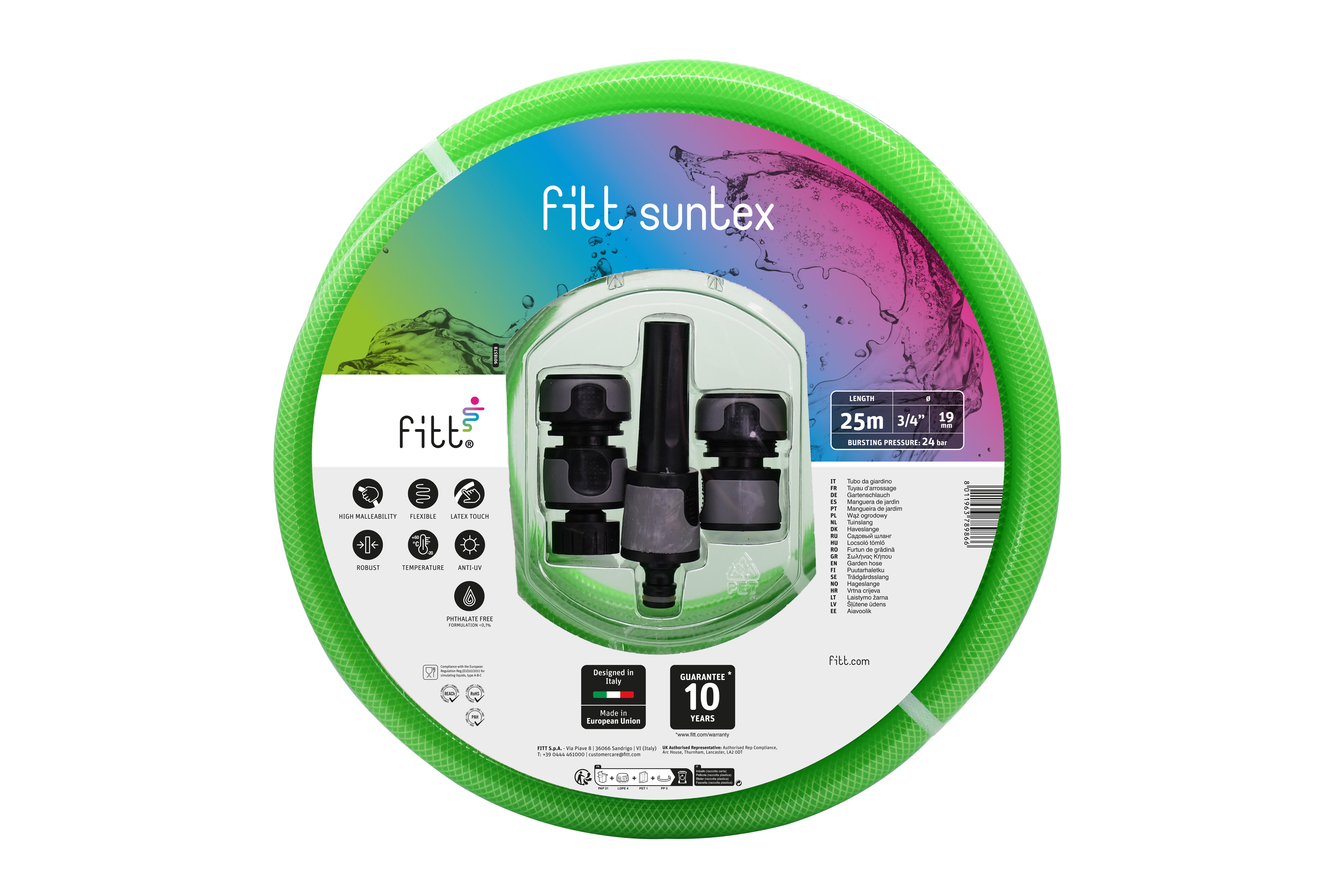 Manguera equipada suntex fitt de pvc de 19mm de ø y 25m de l.