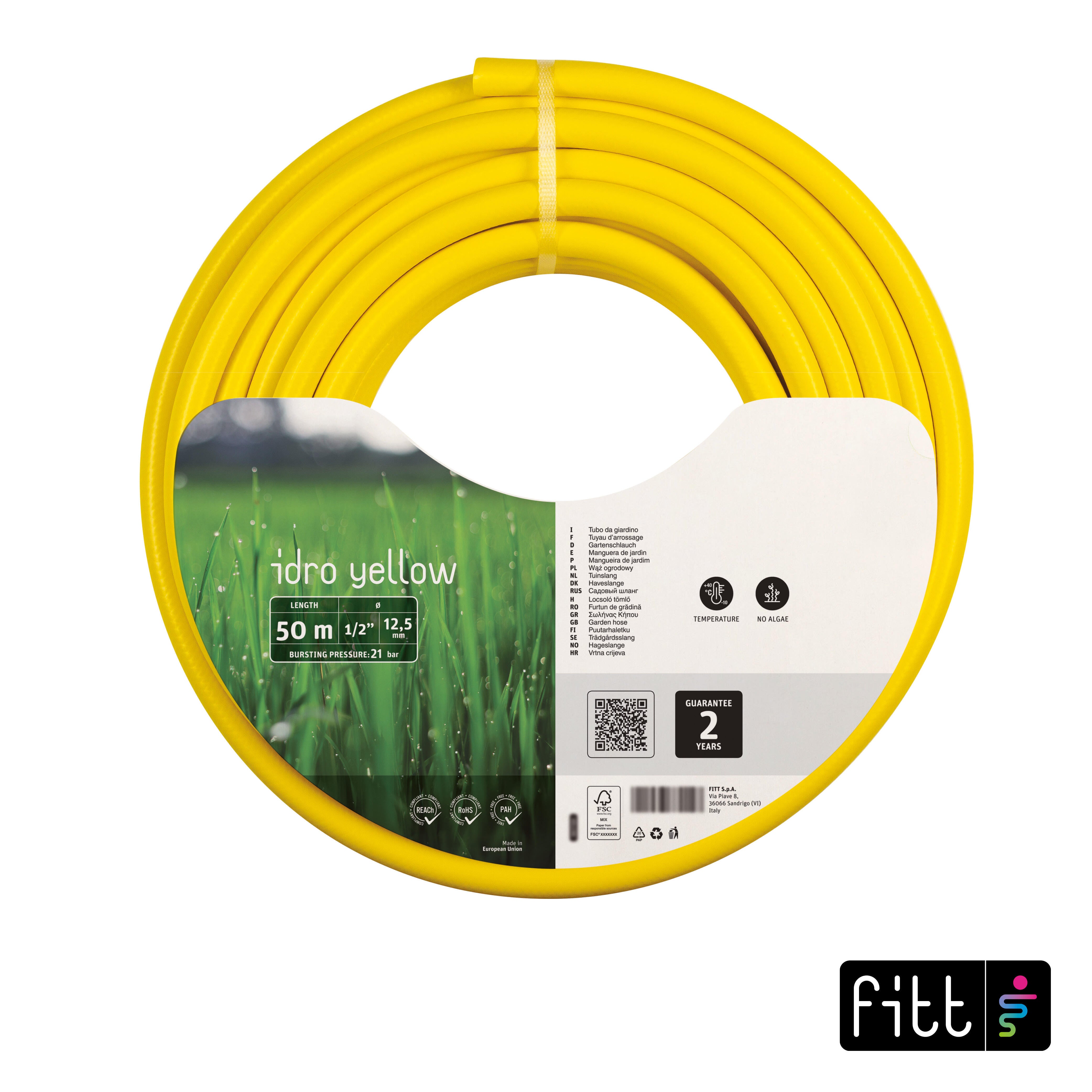 Manguera de riego idro yellow fitt de pvc de 15mm de ø y 50m de l.