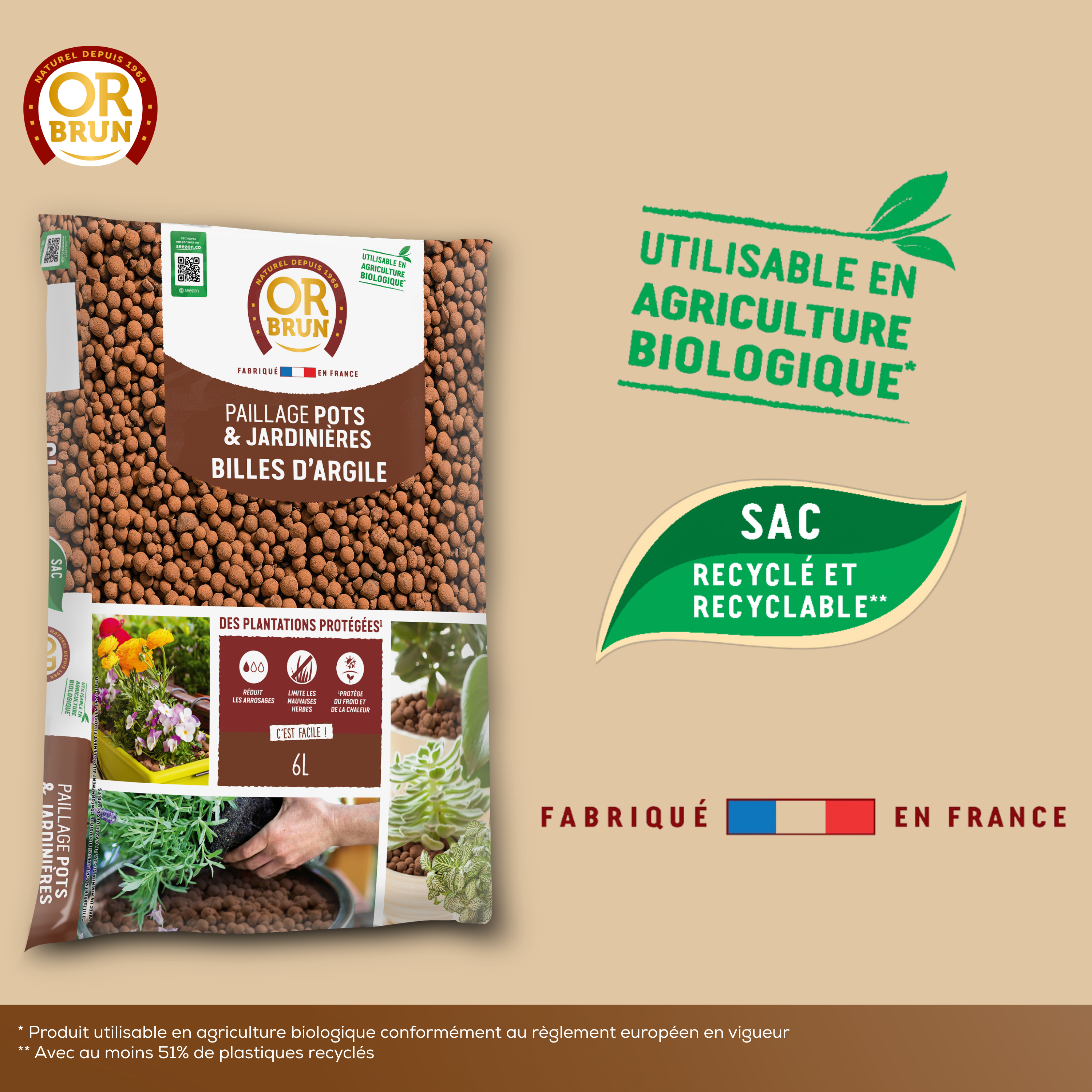 Paillage minéral pierre OR BRUN, 6 l - 7