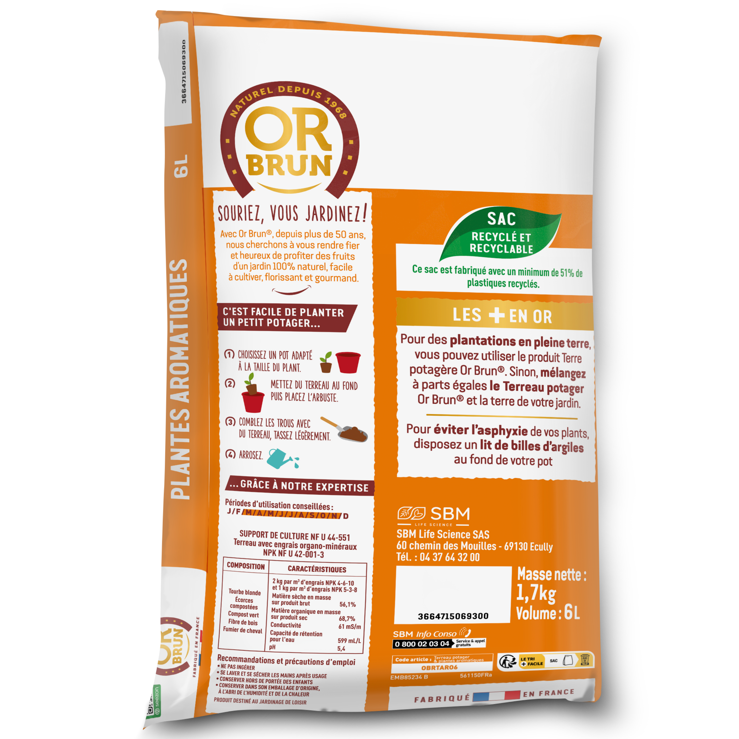 Compost potager OR BRUN, 6 l - 2