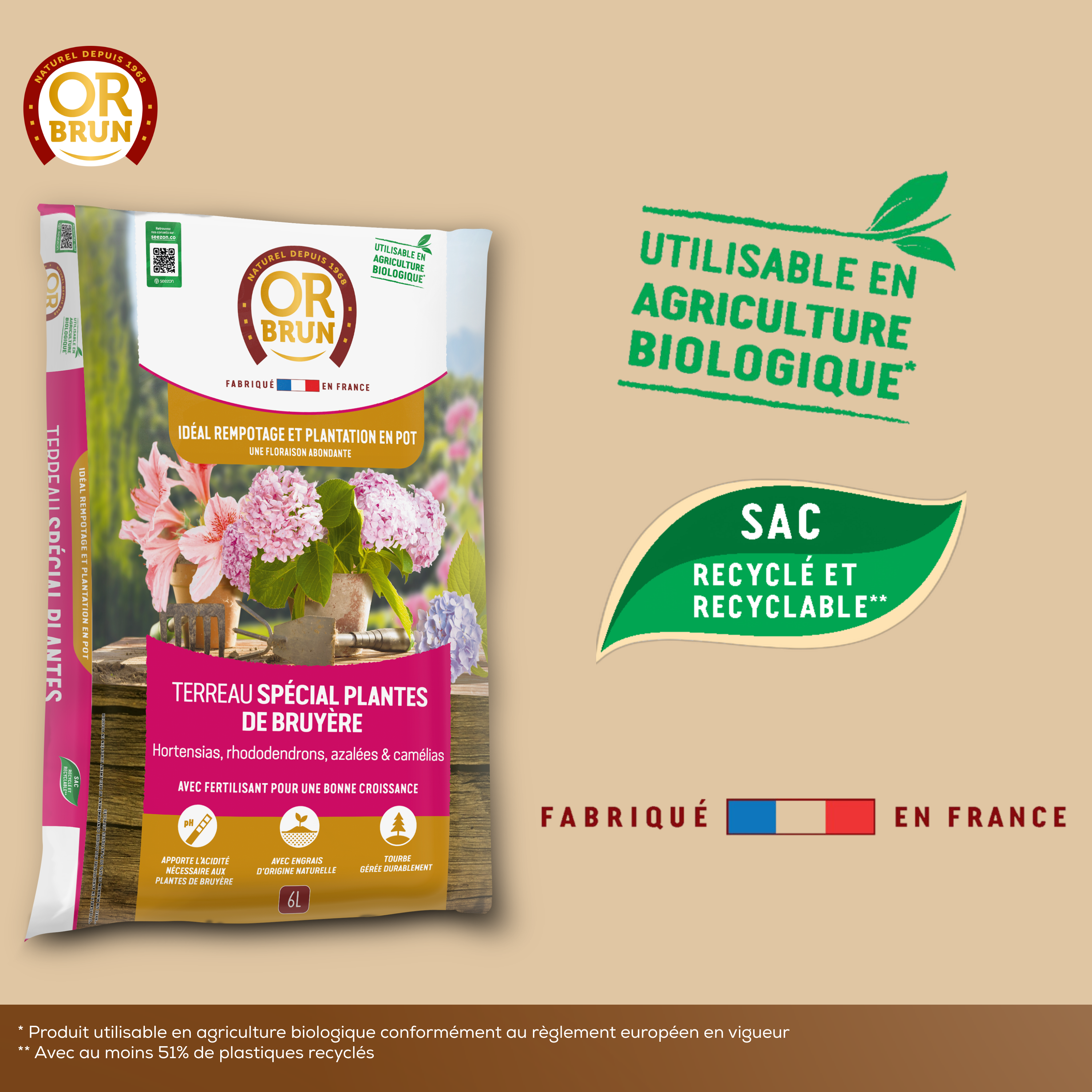 Compost plantes acidophiles OR BRUN, 6 l - 7