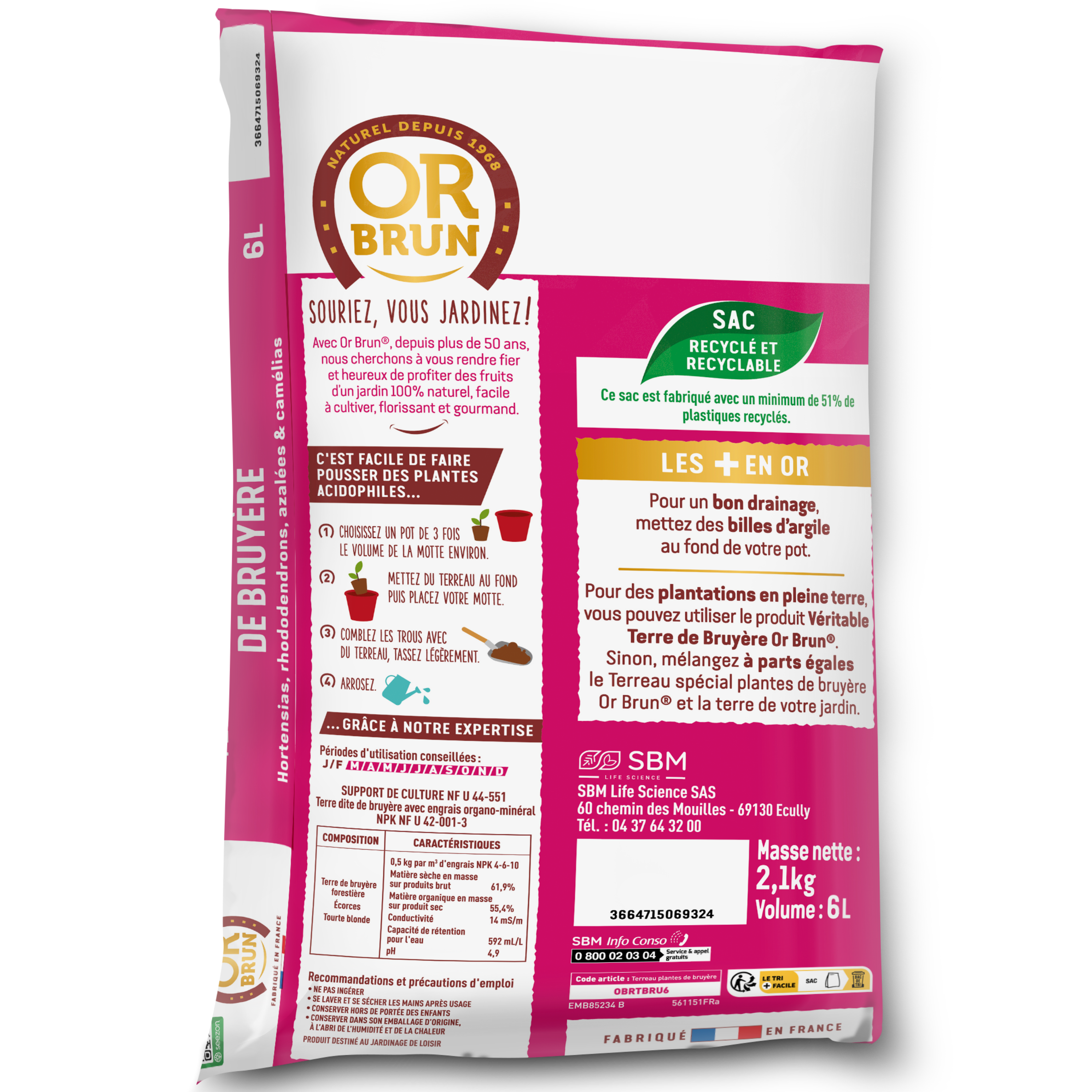 Compost plantes acidophiles OR BRUN, 6 l - 2