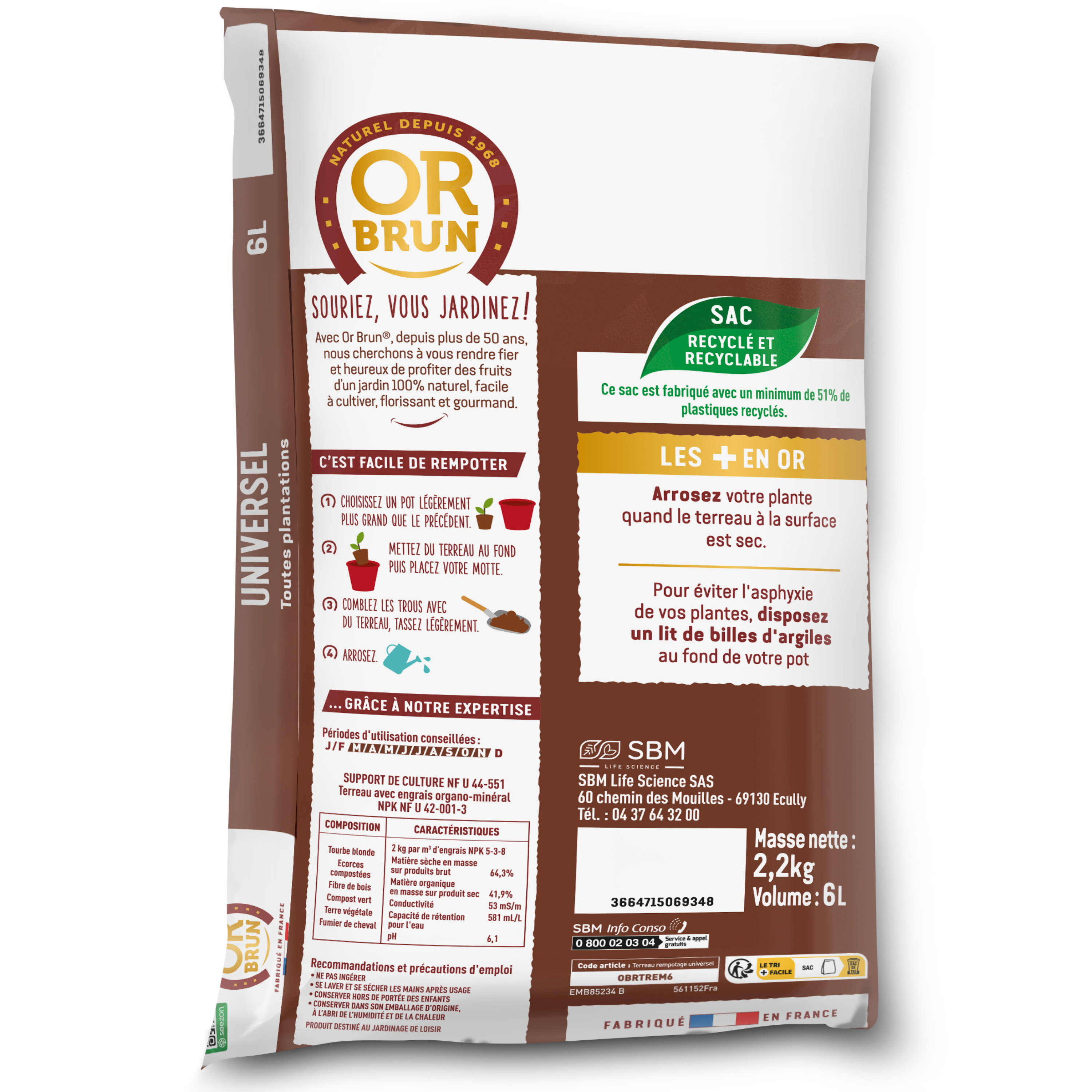 Compost universel OR BRUN, 6 l - 2