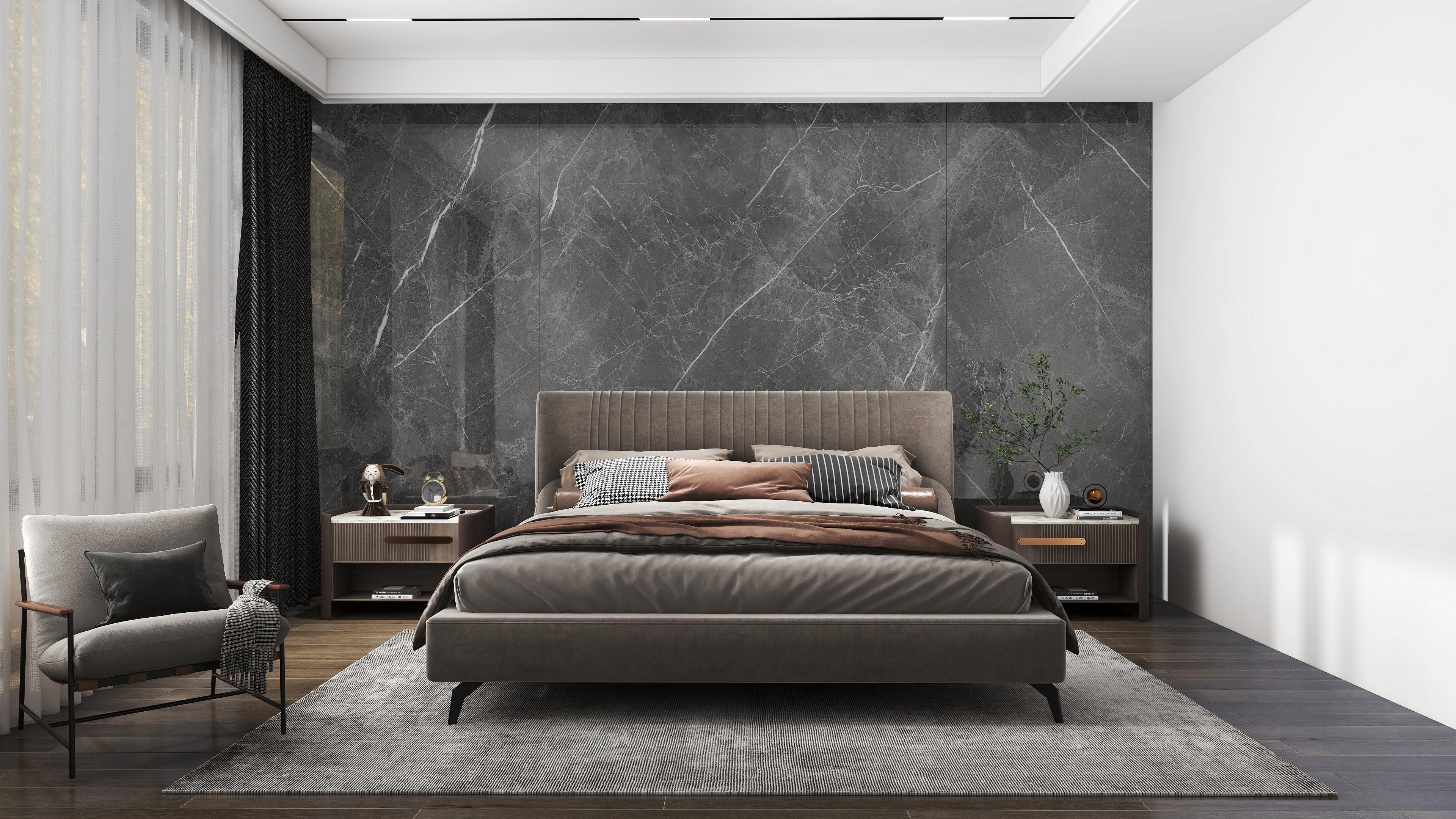 Revestimiento de pared decorativo efecto piedra vinílico spc alloy color gris brillo 260x120cm