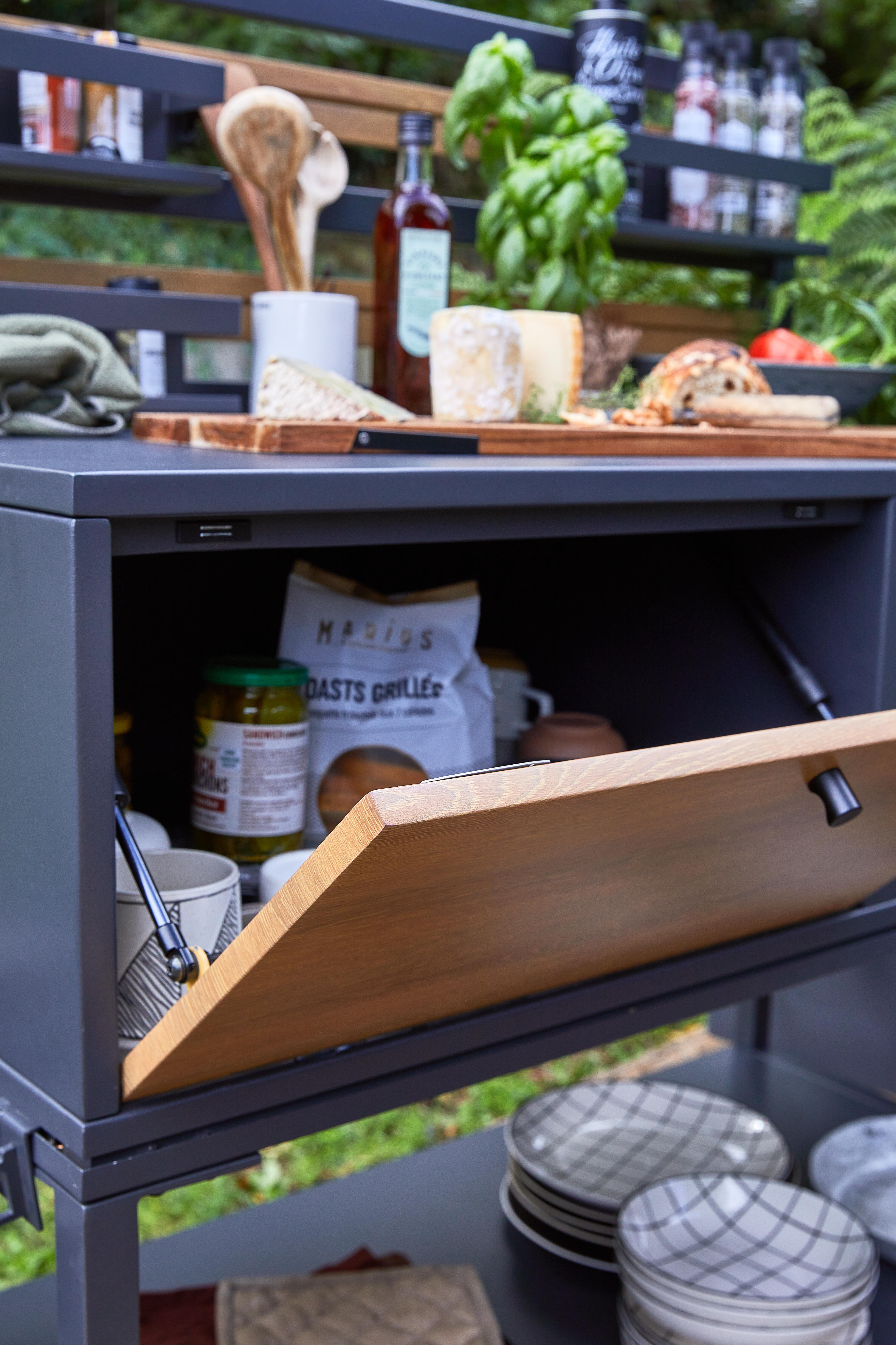 Module de cuisine extérieure en aluminium NATERIAL Lykos, gris et effet bois - 7