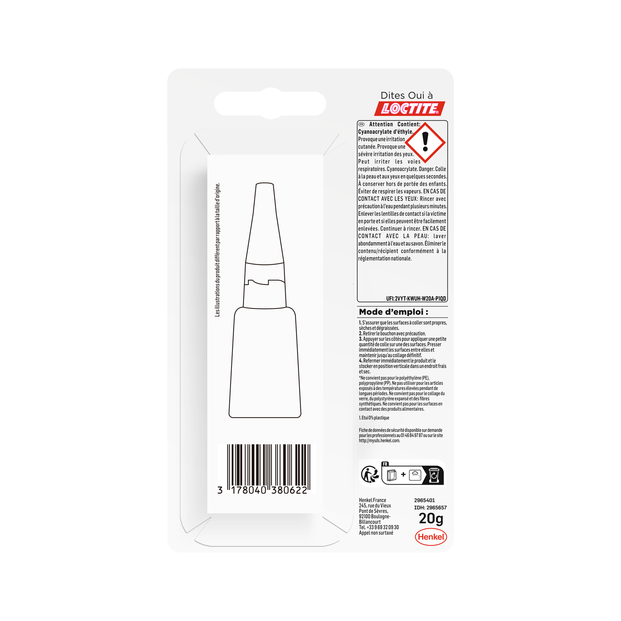 Colle d'assemblage liquide cyano LOCTITE Superglue3 professionnel xxl transp 20g - 6