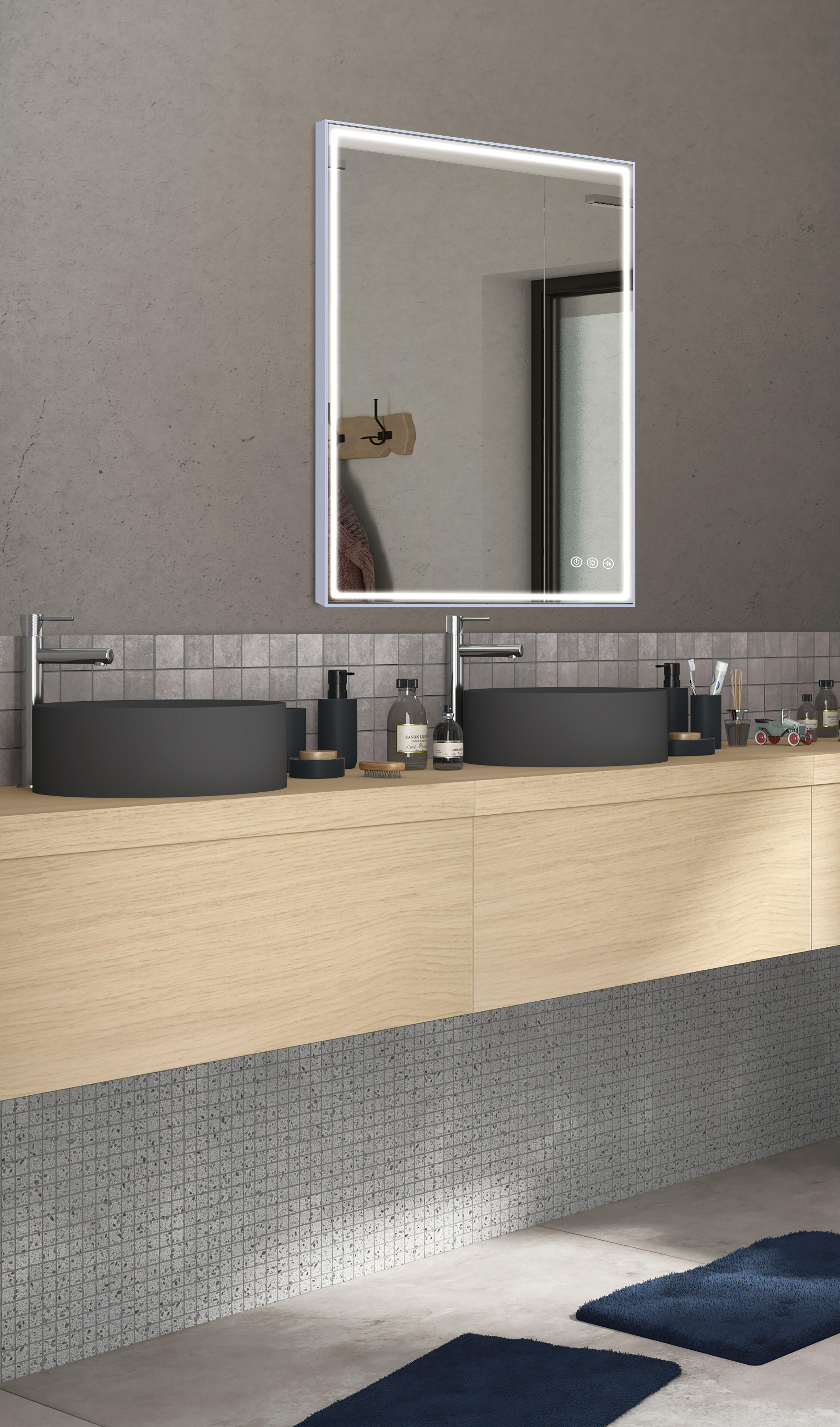 Heilmetz Specchio Bagno Con Luce LED 80x60 Cm - Luce Calda 3000K - IP44 - Installazione Orizzontale O Verticale - 5