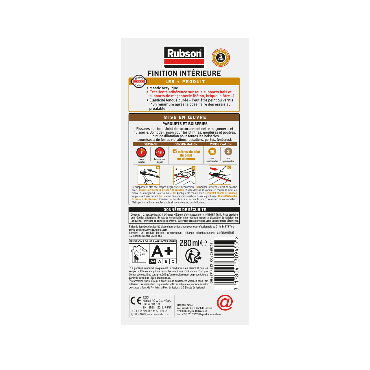 Mastic pour raccordement Bois et parquet RUBSON chêne, 280 ml - 7