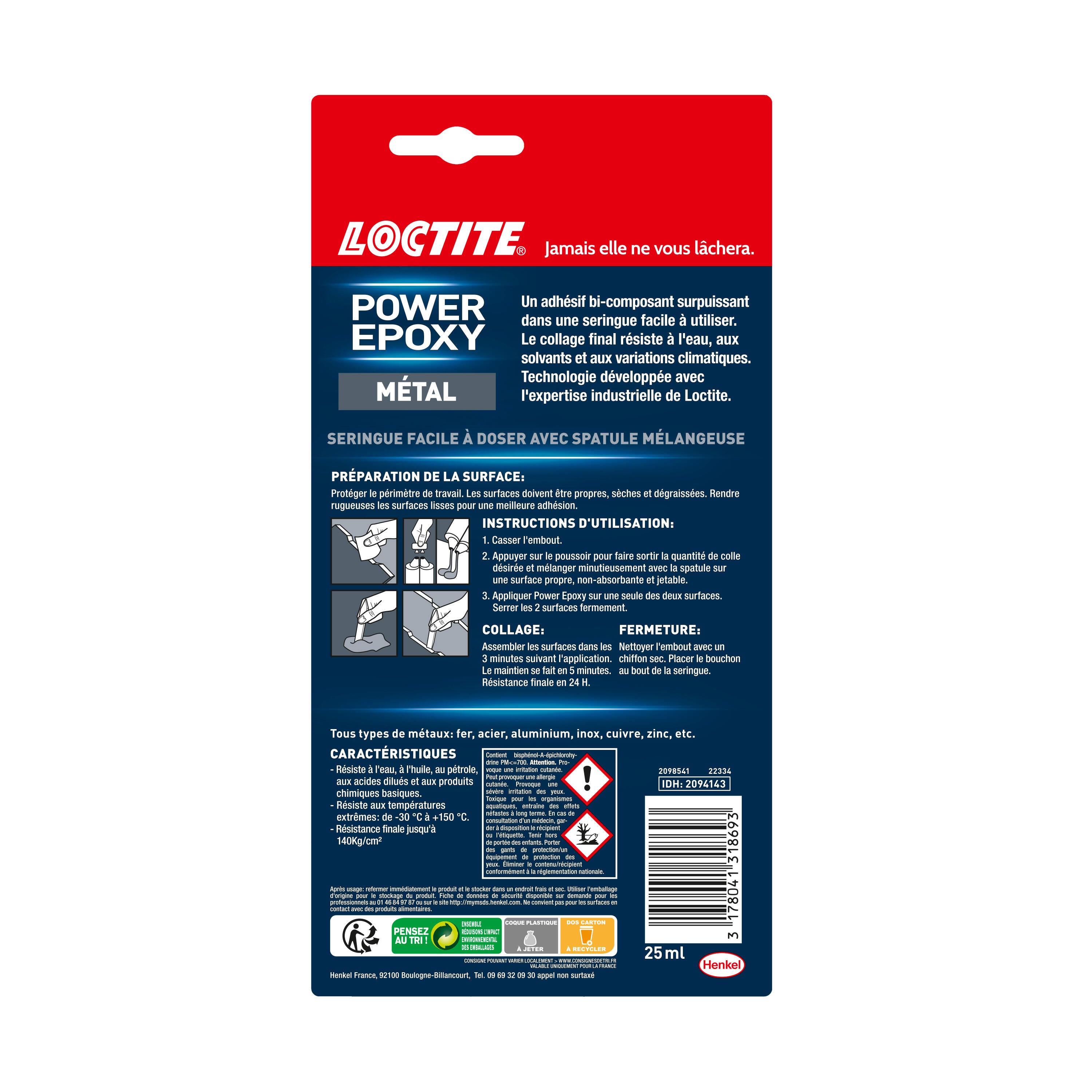 Colle epoxy métal prise rapide 5 min 25 ml - LOCTITE - 2