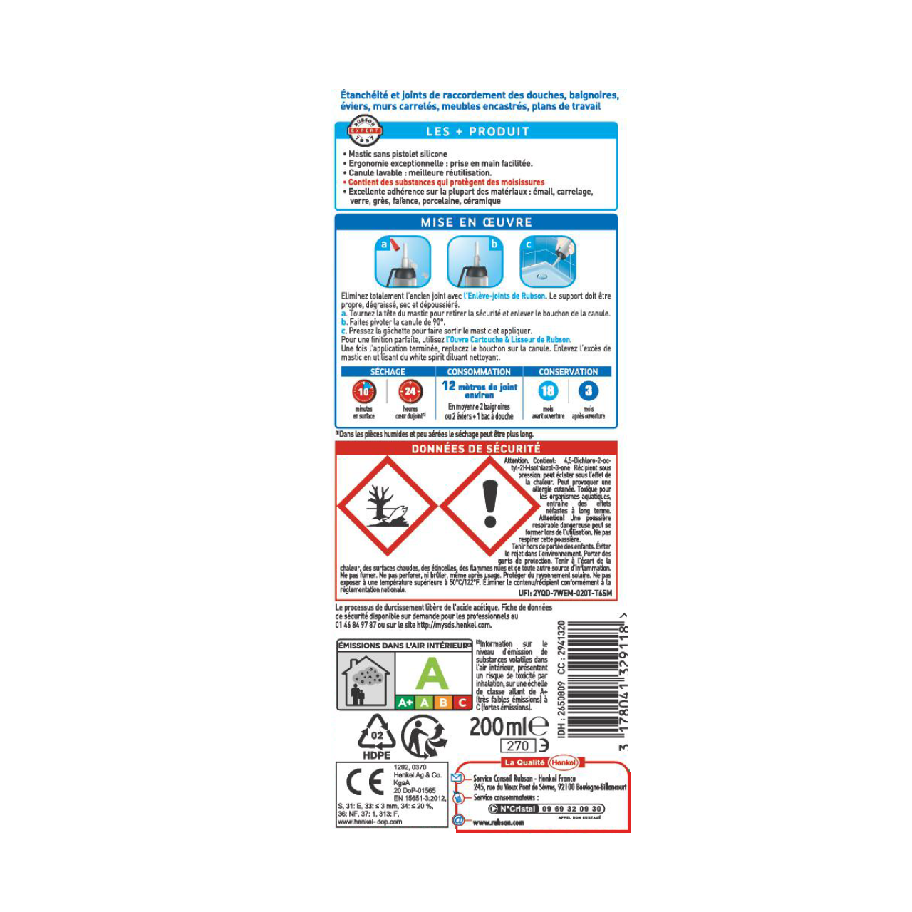 Silicone Mon evier, ma baignoire RUBSON blanc, 200 ml - 7