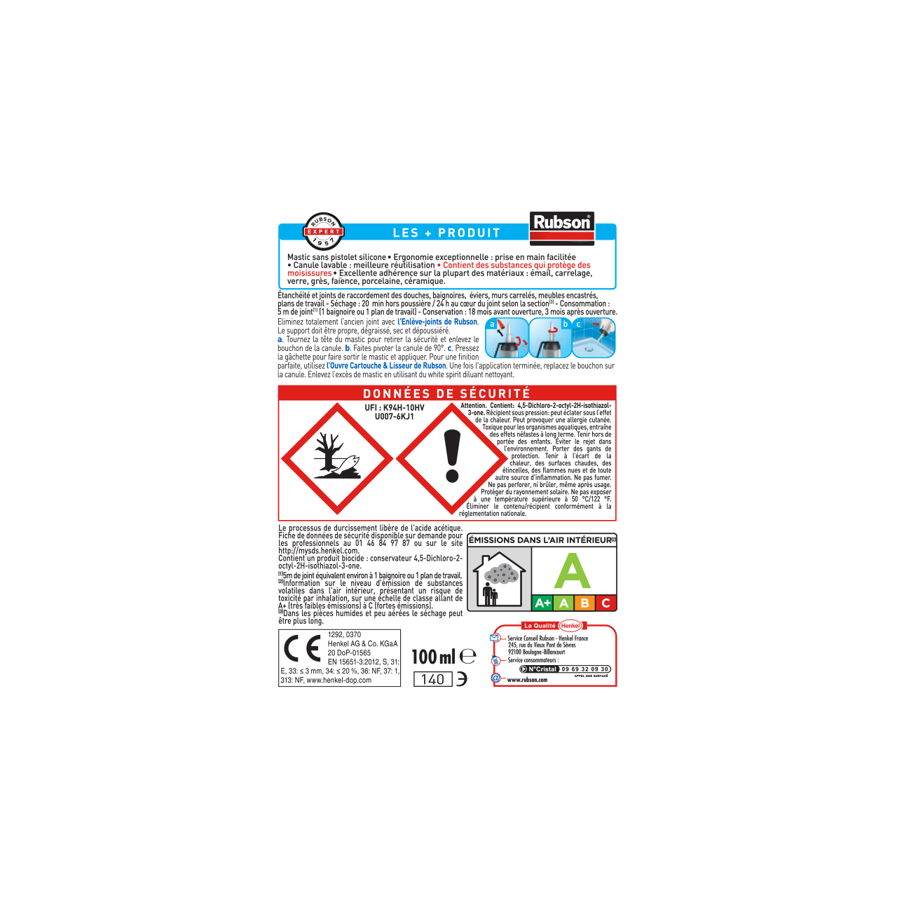 Mastic d'étanchéité Mon evier, ma baignoire RUBSON transparent 100ml - 7