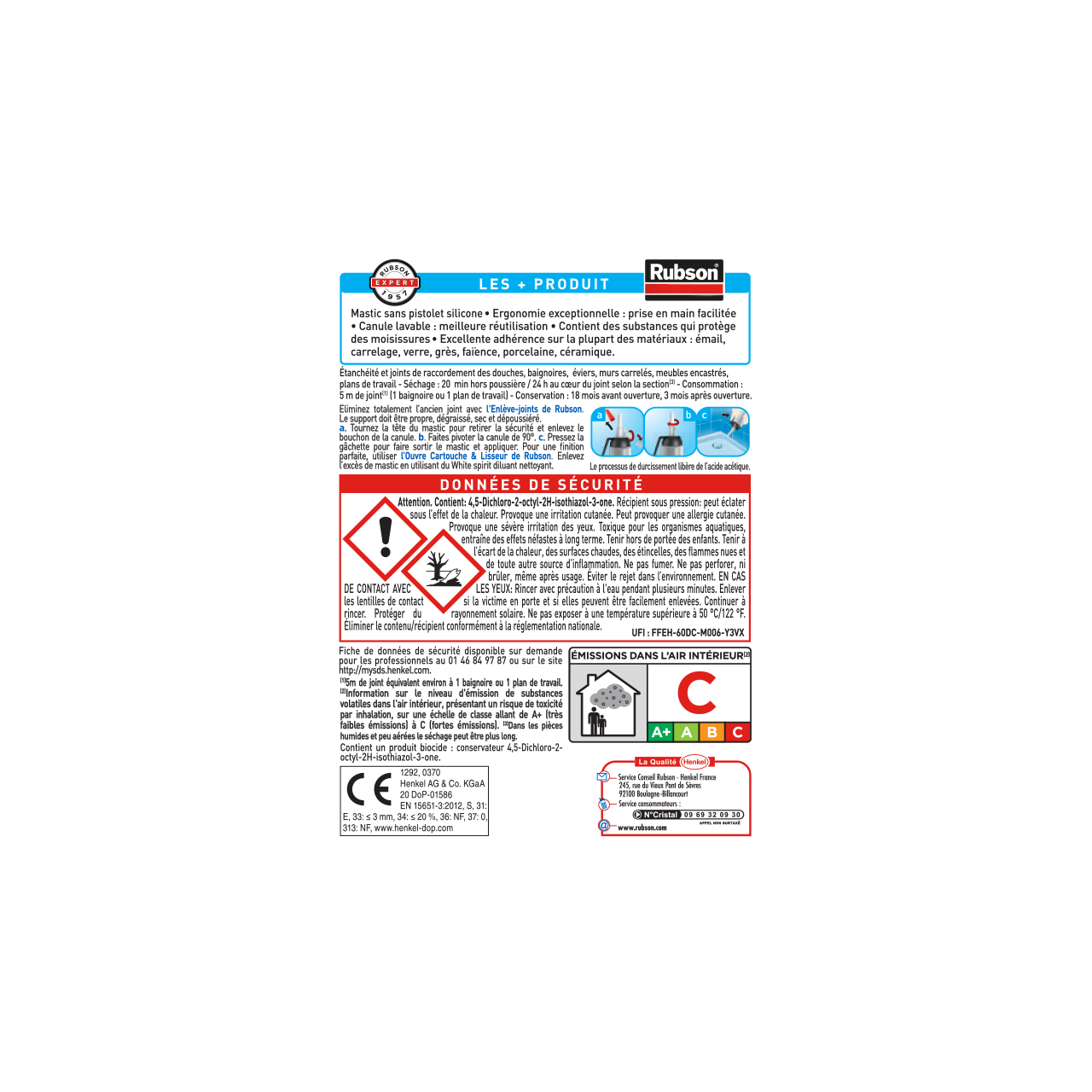 Mastic d'étanchéité Mon evier, ma baignoire RUBSON noir 100ml - 7