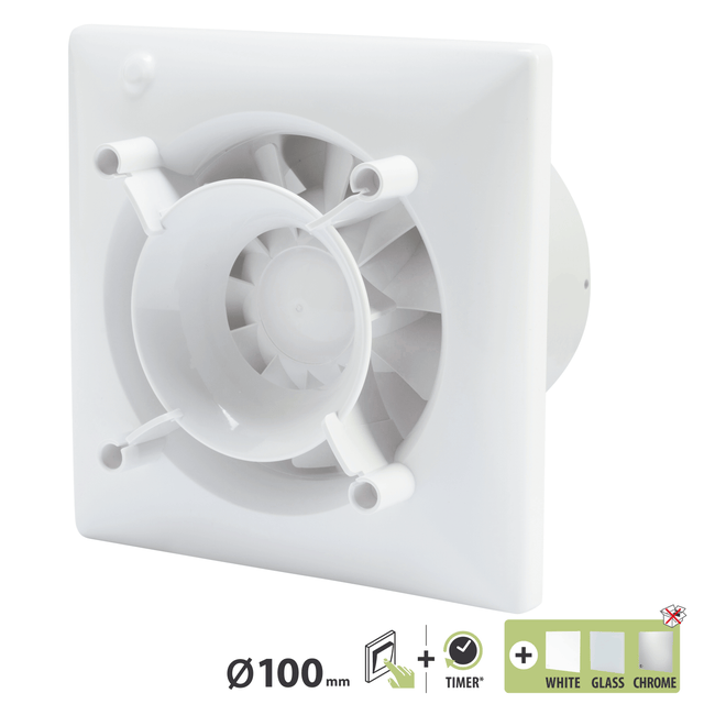 Aérateur extracteur intermittent à minuterie EQUATION sans façade 100 mm