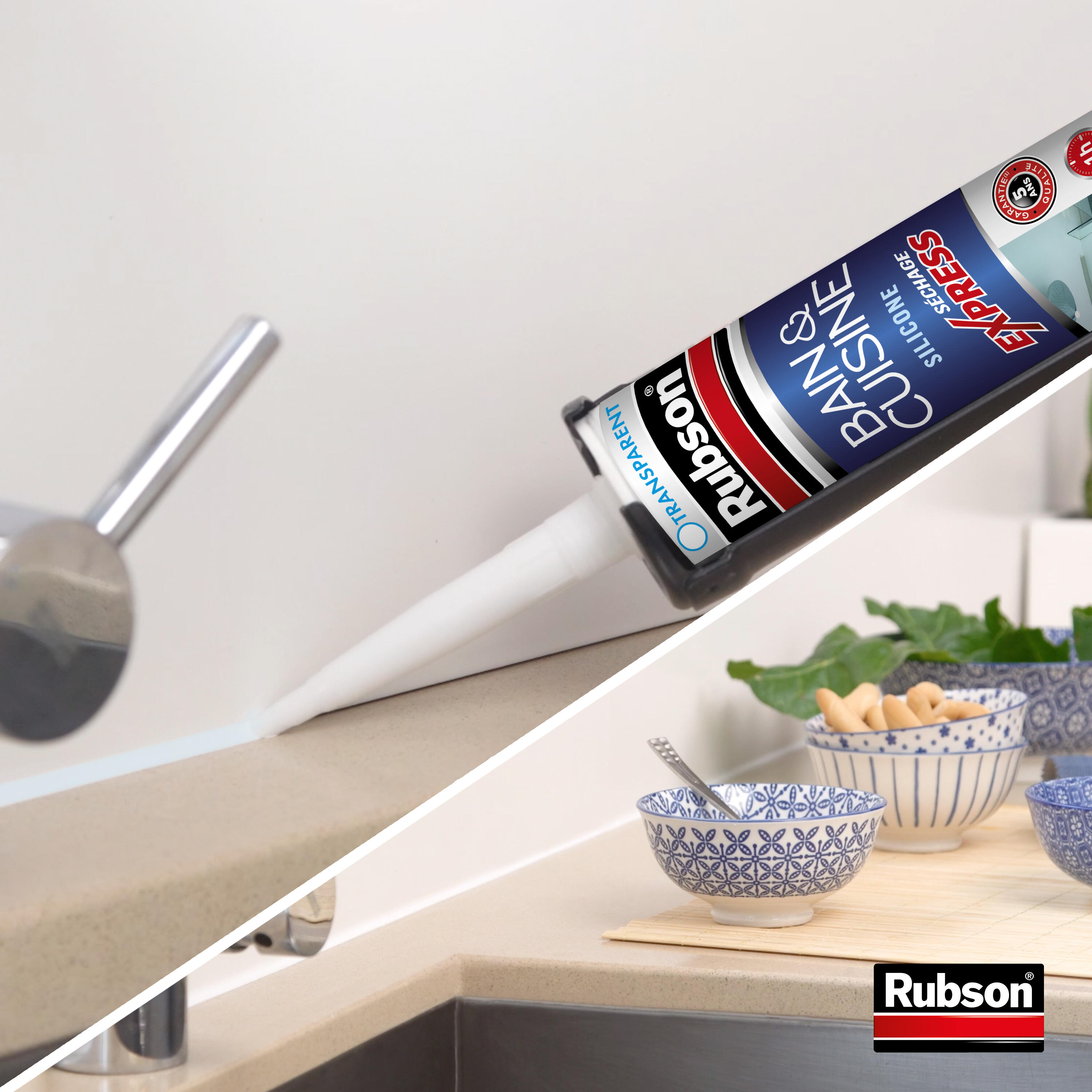 Silicone Bain et cuisine séchage express RUBSON transparent, 280 ml - 4