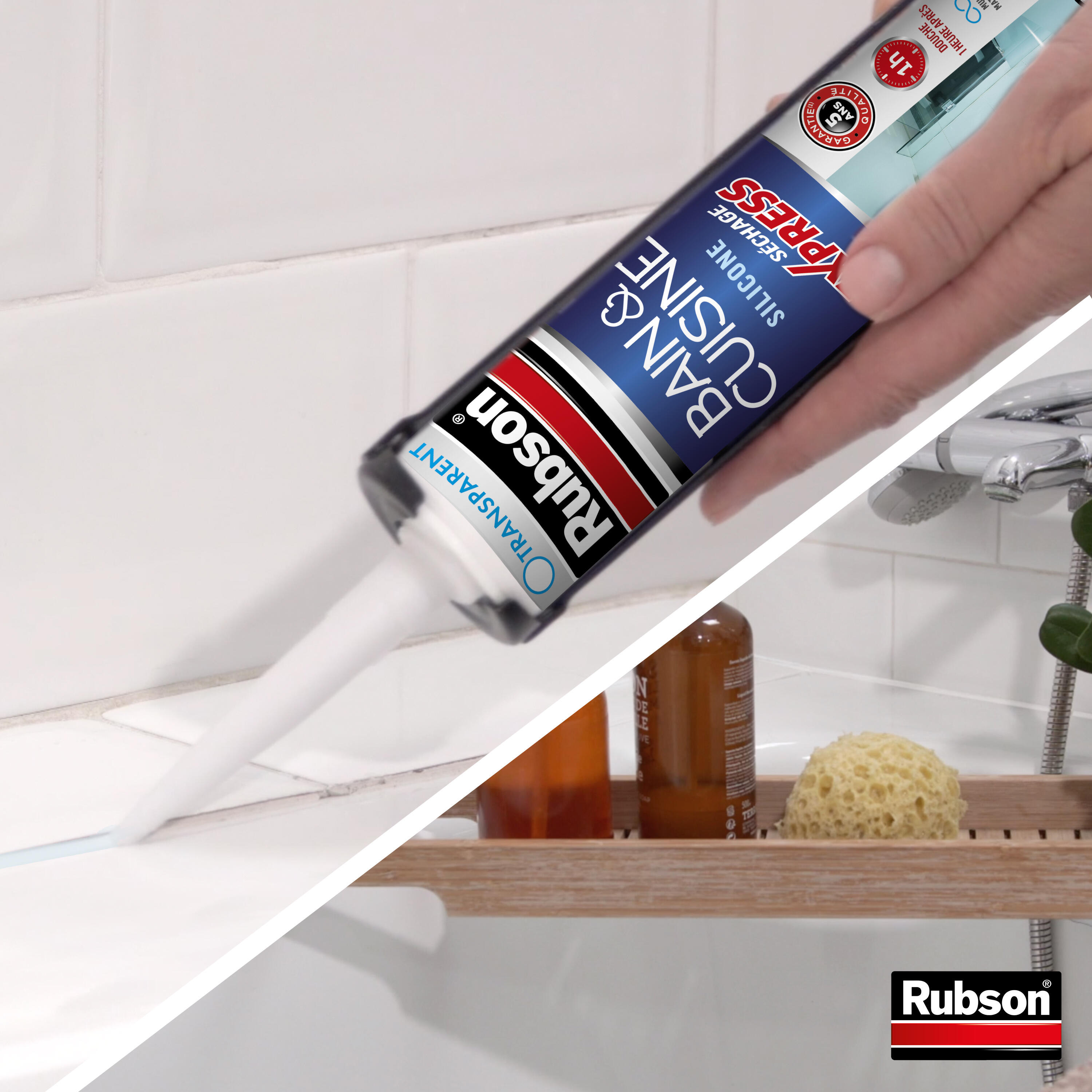 Silicone Bain et cuisine séchage express RUBSON transparent, 280 ml - 5