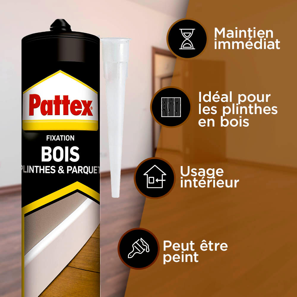 Colle de fixation pâte acrylique Fixation plinthes PATTEX, 380 g blanc - 3