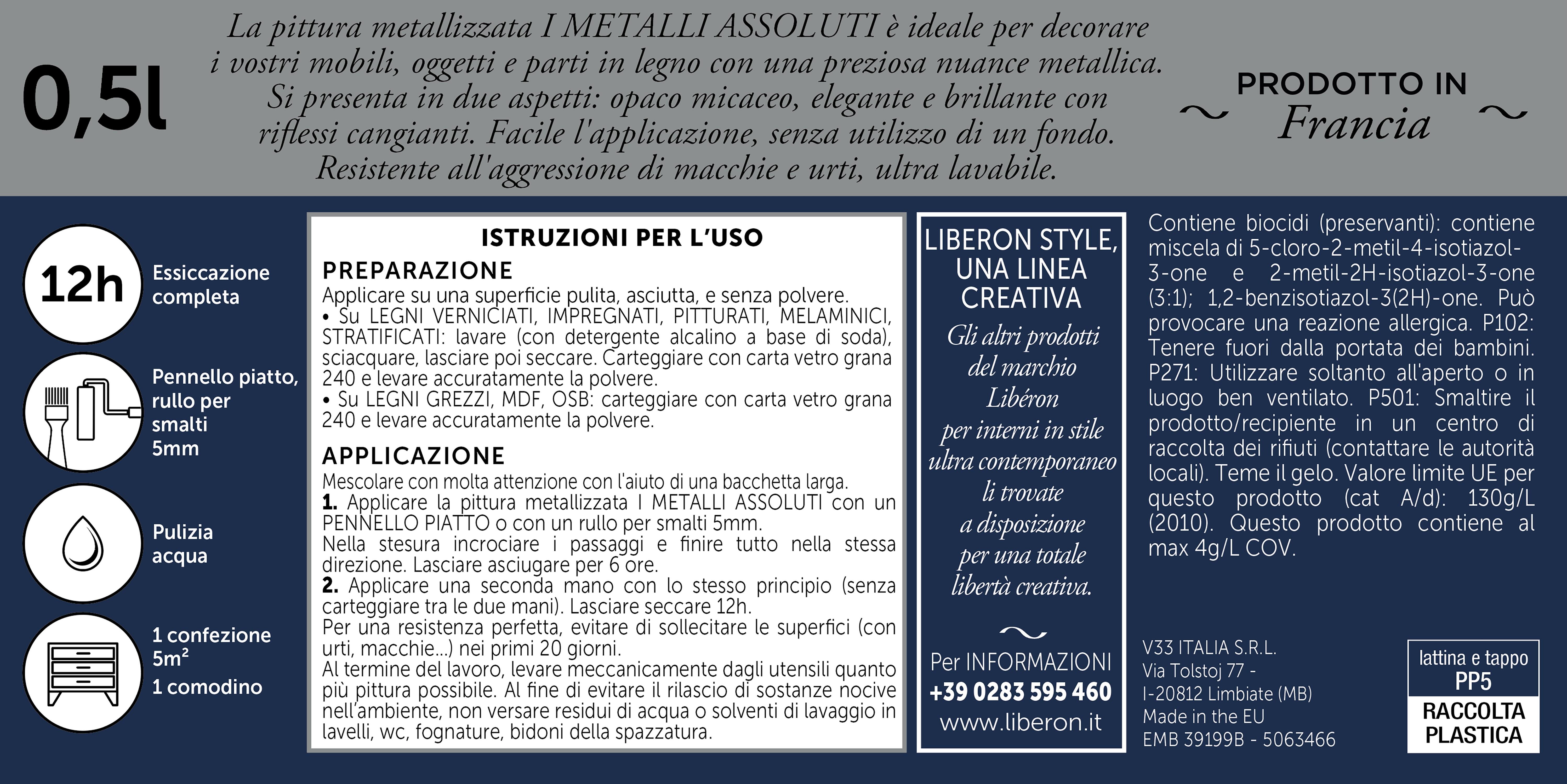 Pittura LIBÉRON I METALLI ASSOLUTI 0.5 L blu opaco metallizzato - 5