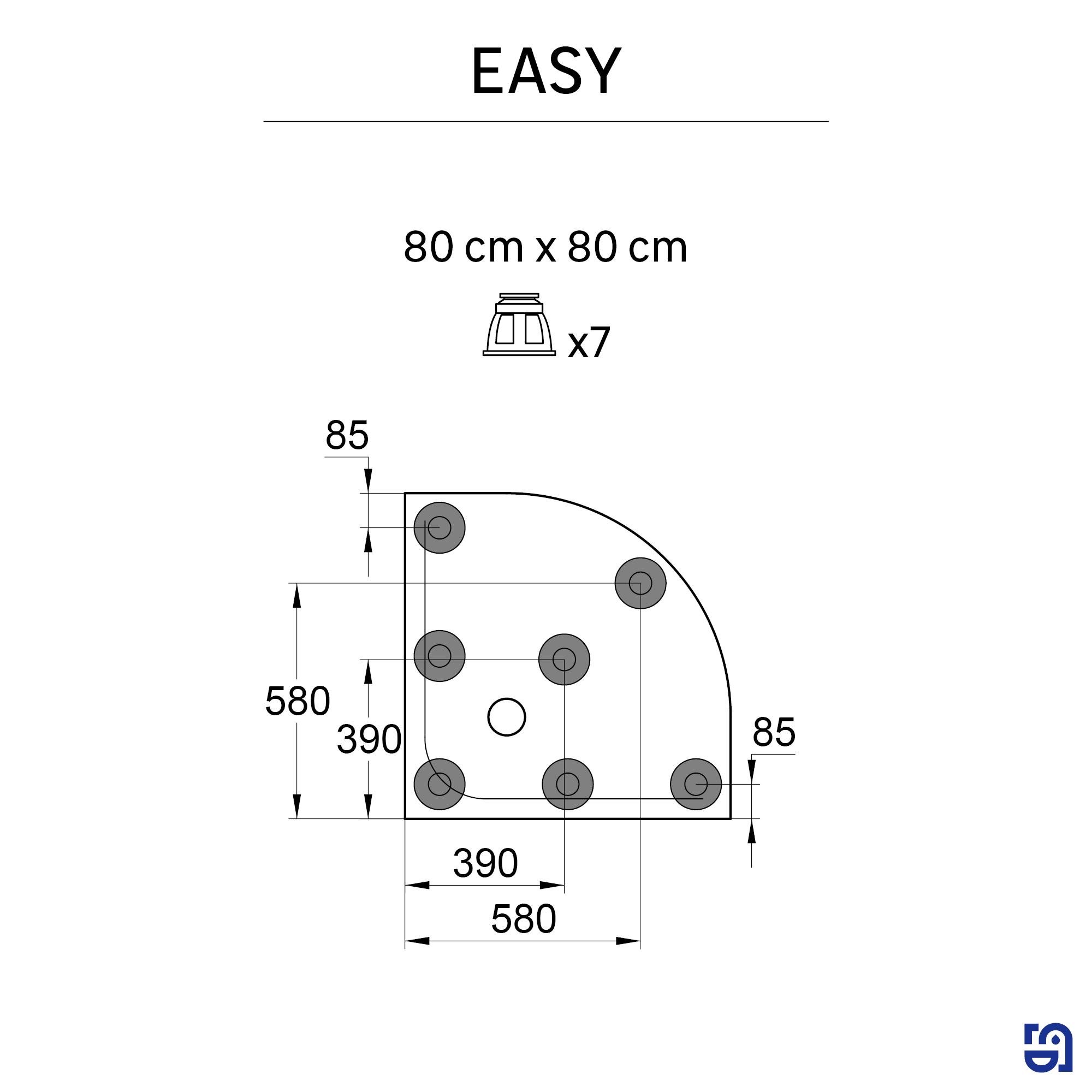 Receveur de douche résine blanc 1/4 cercle L.80xl.80 cm Easy 2 - 6