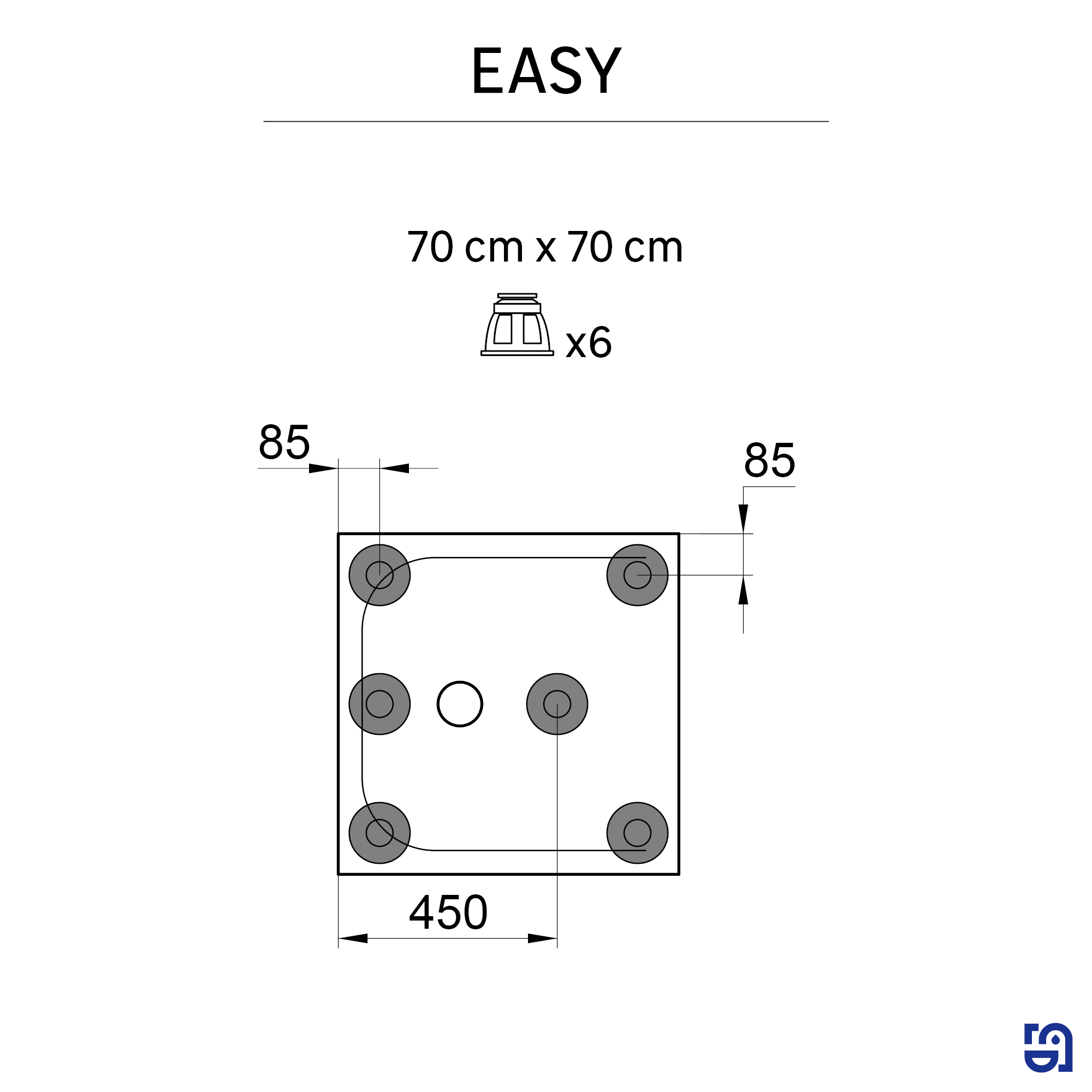 Receveur de douche résine blanc L.70 x l.70 cm Easy 2 - 6