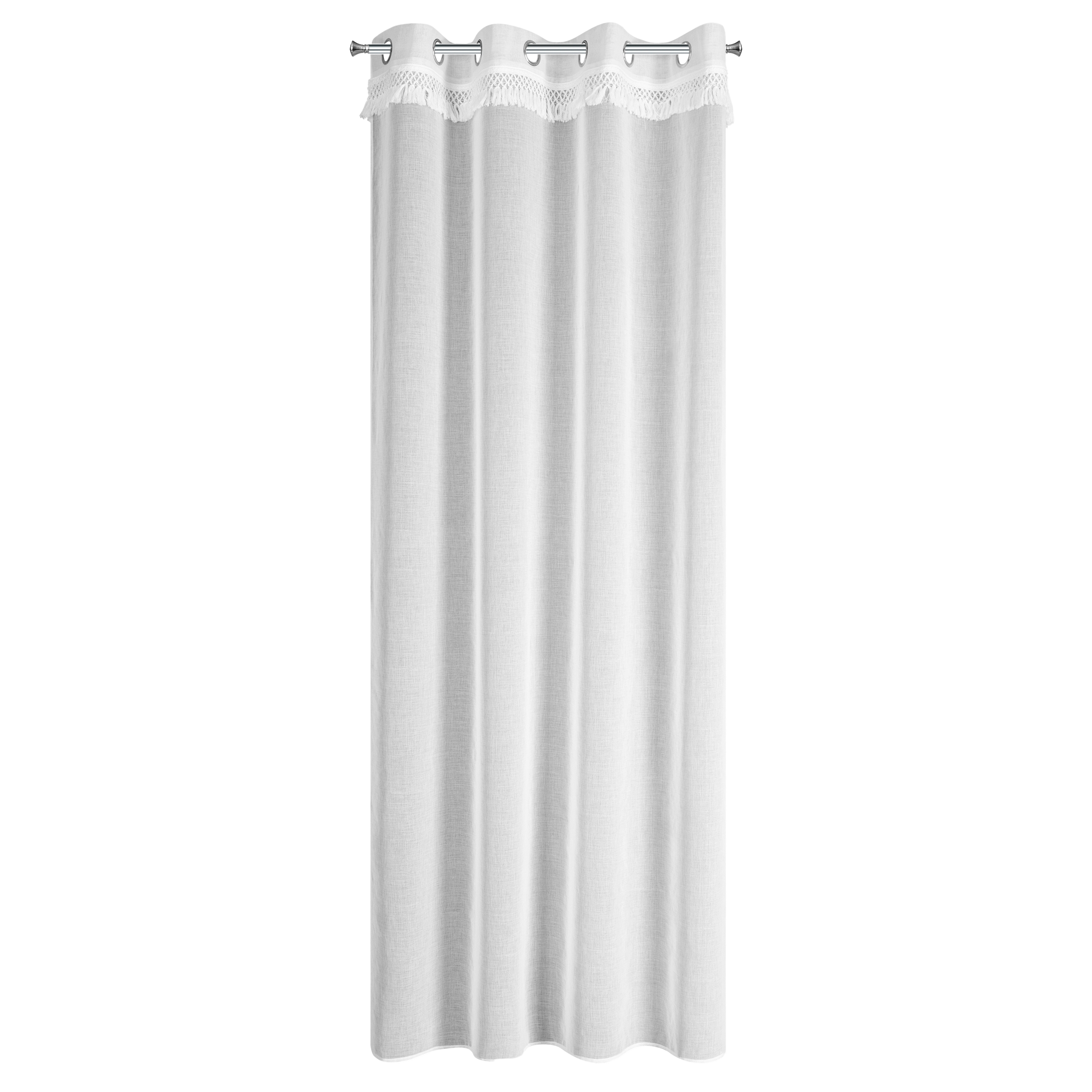 Firana na przelotkach Kira z frędzelkami 140 x 250 cm biała