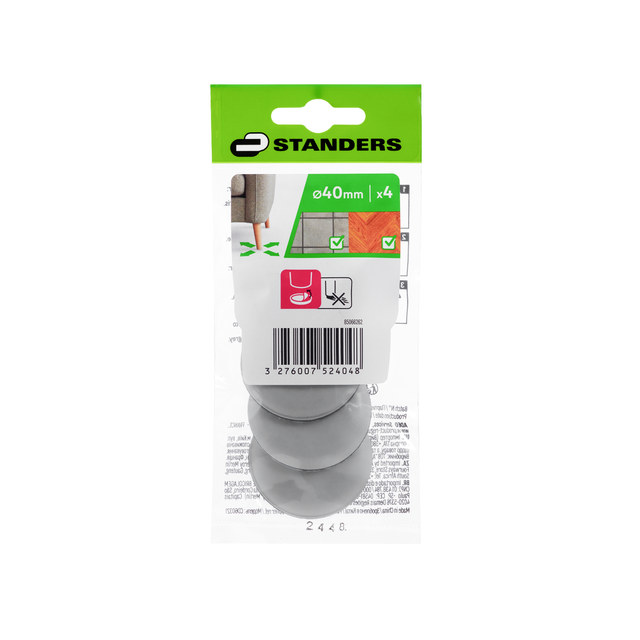 4 patín redondos adhesivo STANDERS de PTFE gris ø 40 mm