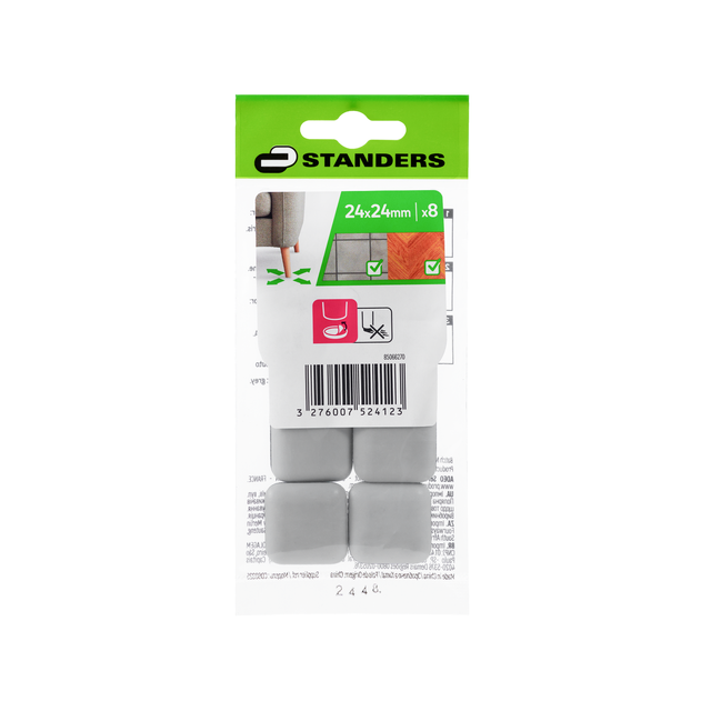 Juego de 8 patines cuadrados STANDERS de PTFE de 24 x 24 mm