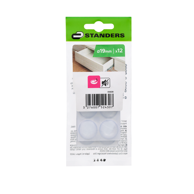 Odbojnik samoprzylepny do mebli 19 mm 12 szt. Standers