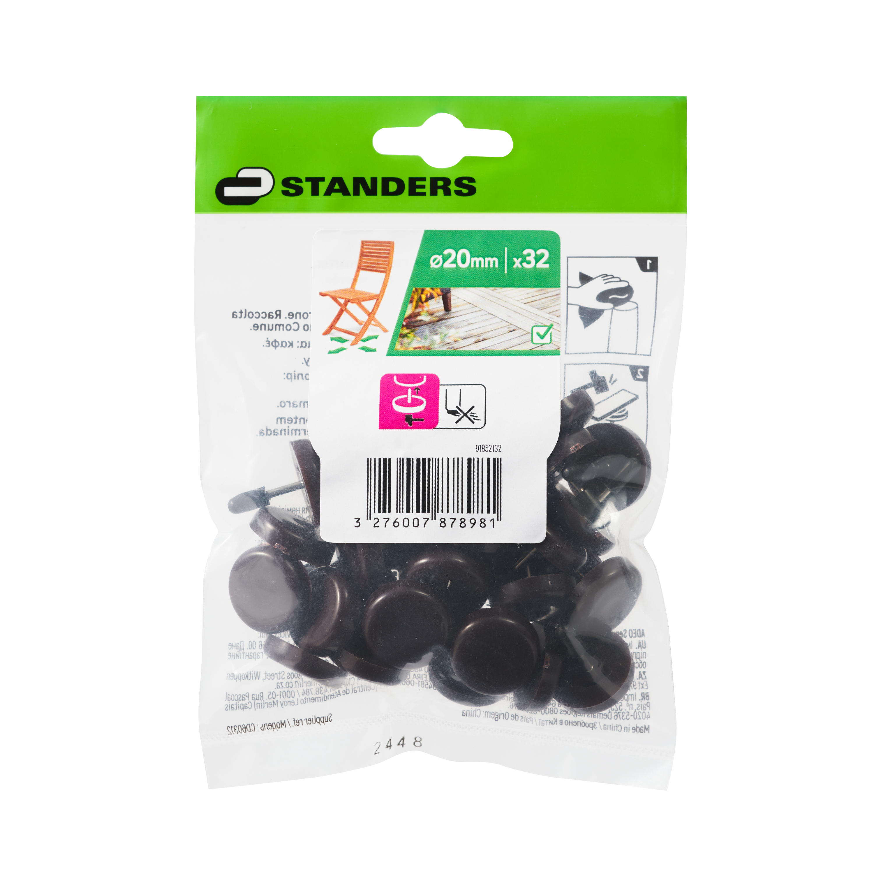 Podkładki pod meble wbijane średnica 20 mm 32 sztuk STANDERS