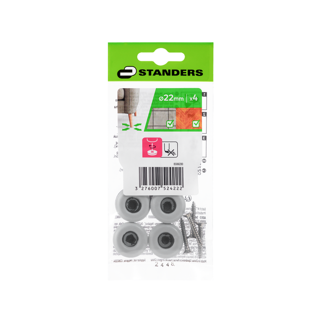 4 patins de pied de meuble (ptfe teflon) à visser STANDERS Ø22 mm