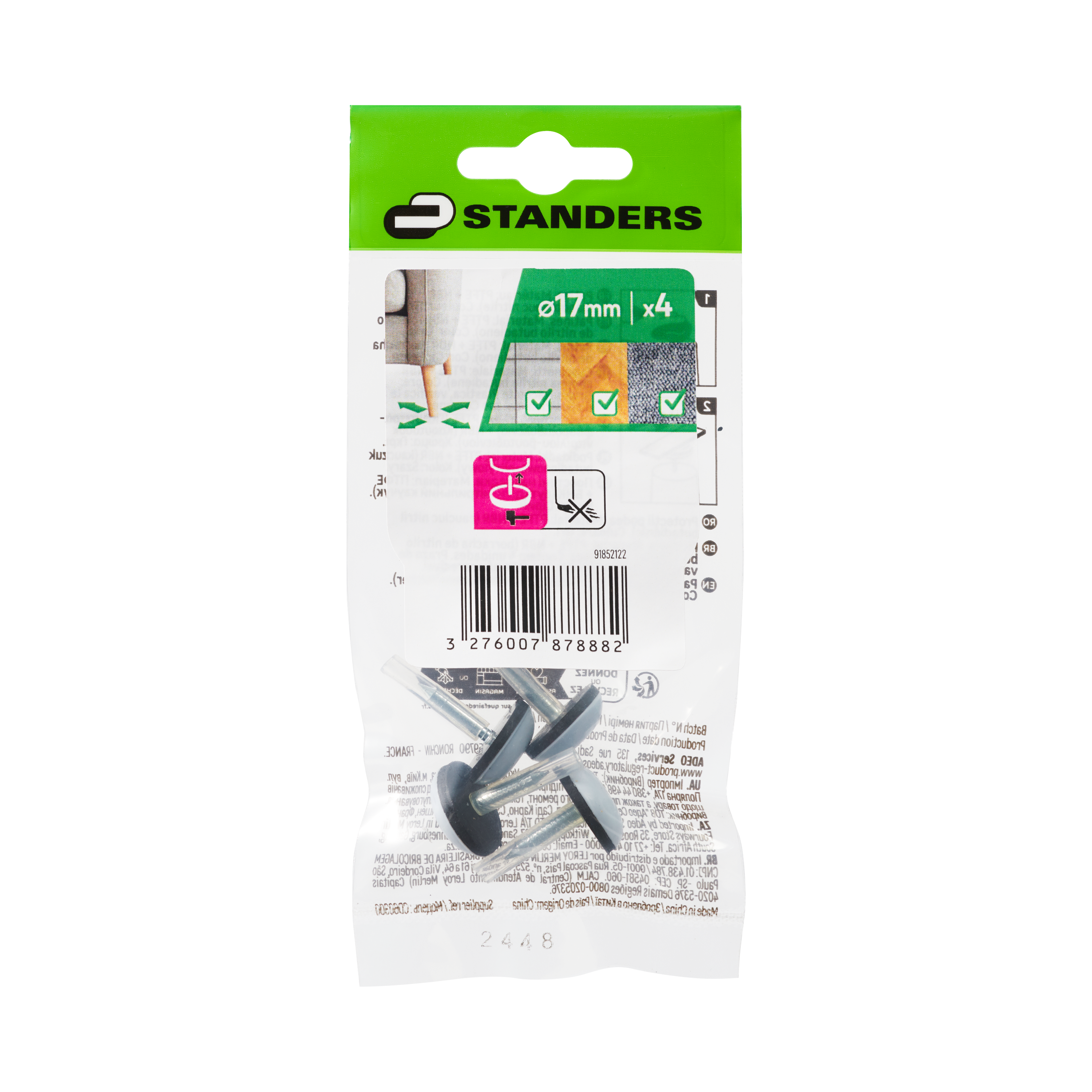 4 Patins pregar STANDERS 17mm cinzento - 7