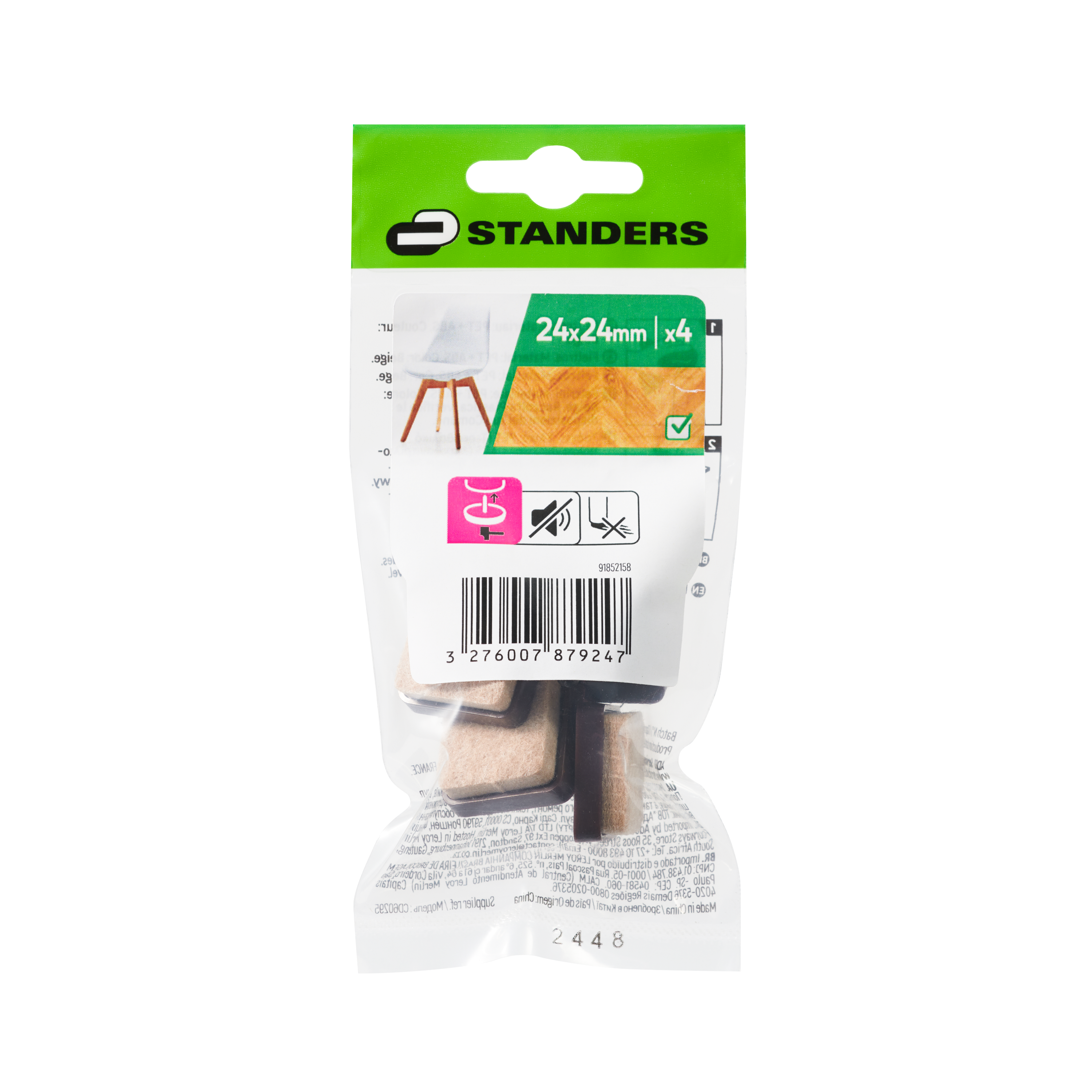 Podkładki pod meble wbijane kwadratowe 24x24 mm beżowe 4 sztuki STANDERS - 10