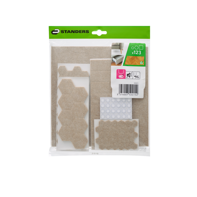 Assortiment 123 Patin de pied de meuble en feutre adhésif STANDERS l.200 x 200 m