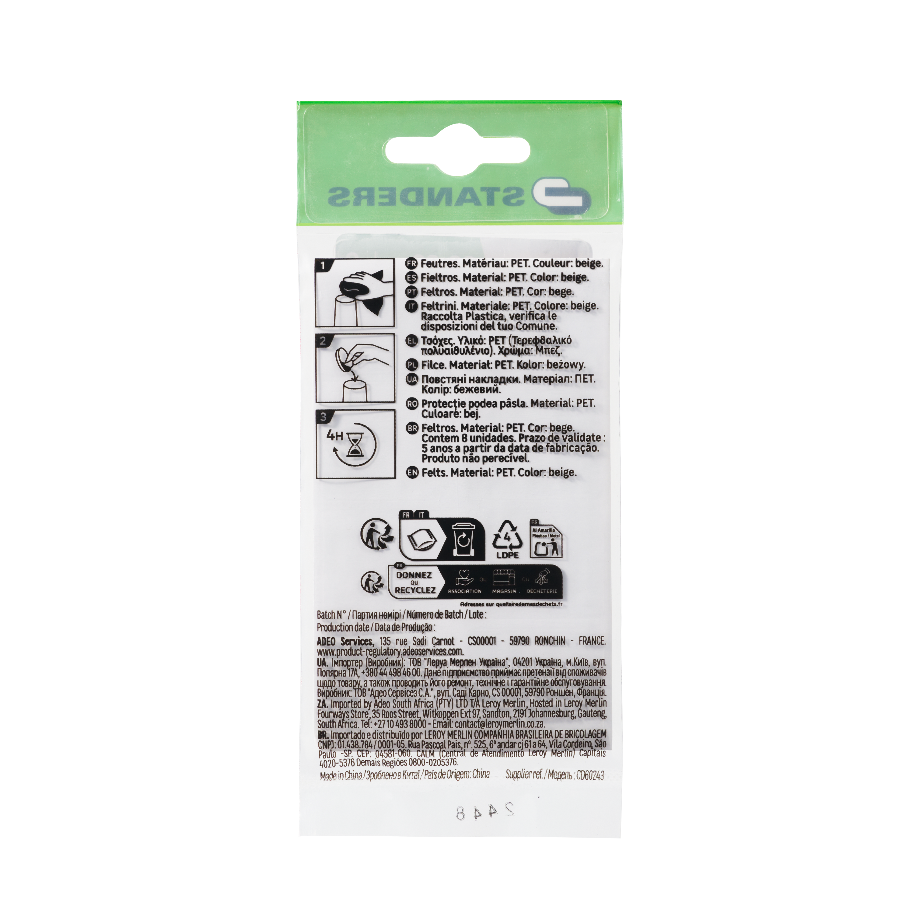 Podkładki filcowe samoprzylepne 23 x 29 mm 8 szt. Standers - 7