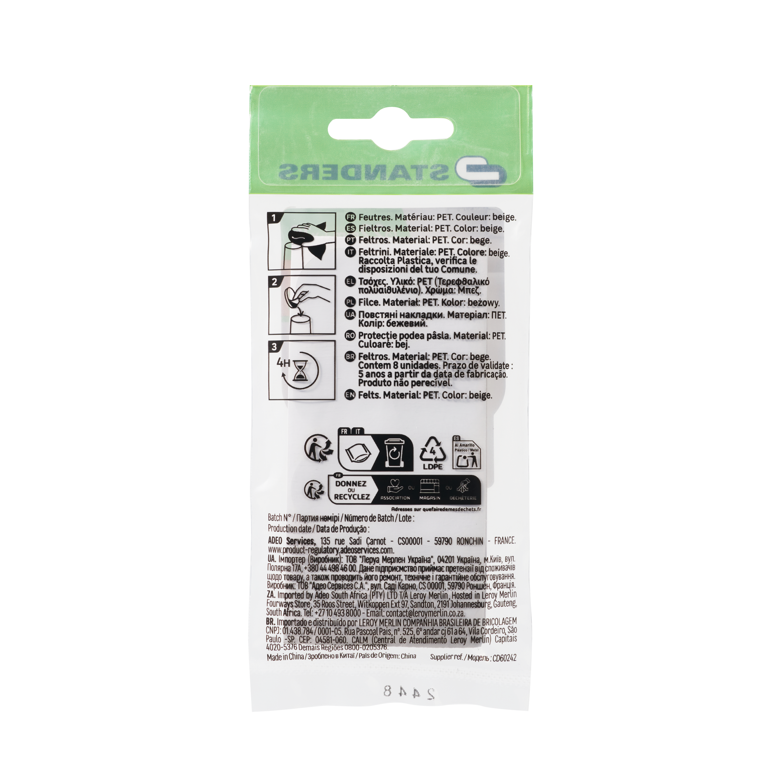 Podkładki filcowe samoprzylepne 22 mm 16 szt. Standers - 10