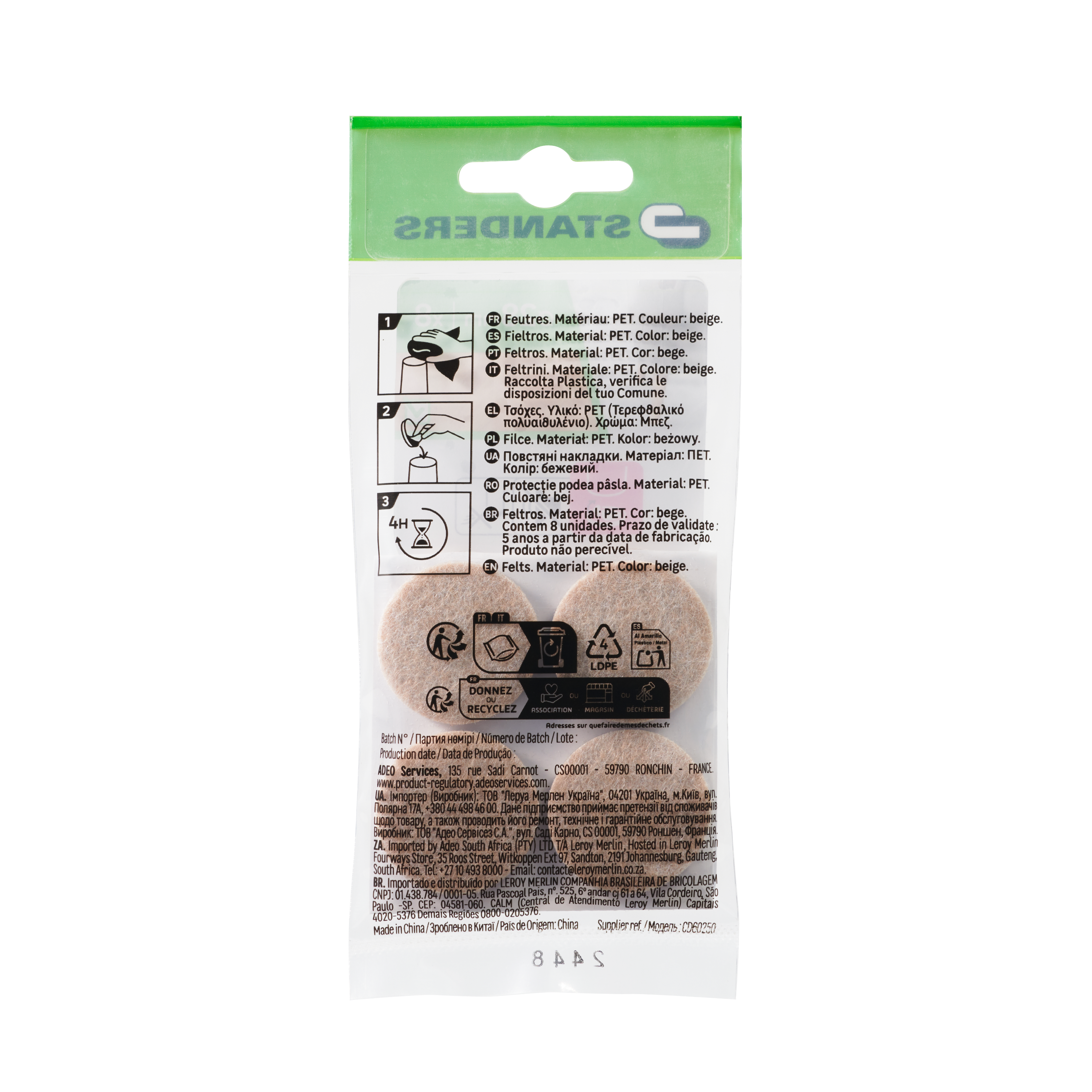 Podkładki filcowe samoprzylepne 28 mm 8 szt. Standers - 10