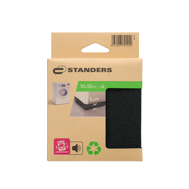 4 Dalles anti-vibration Ep.10 x l.100 x L.100 mm Noir STANDERS
