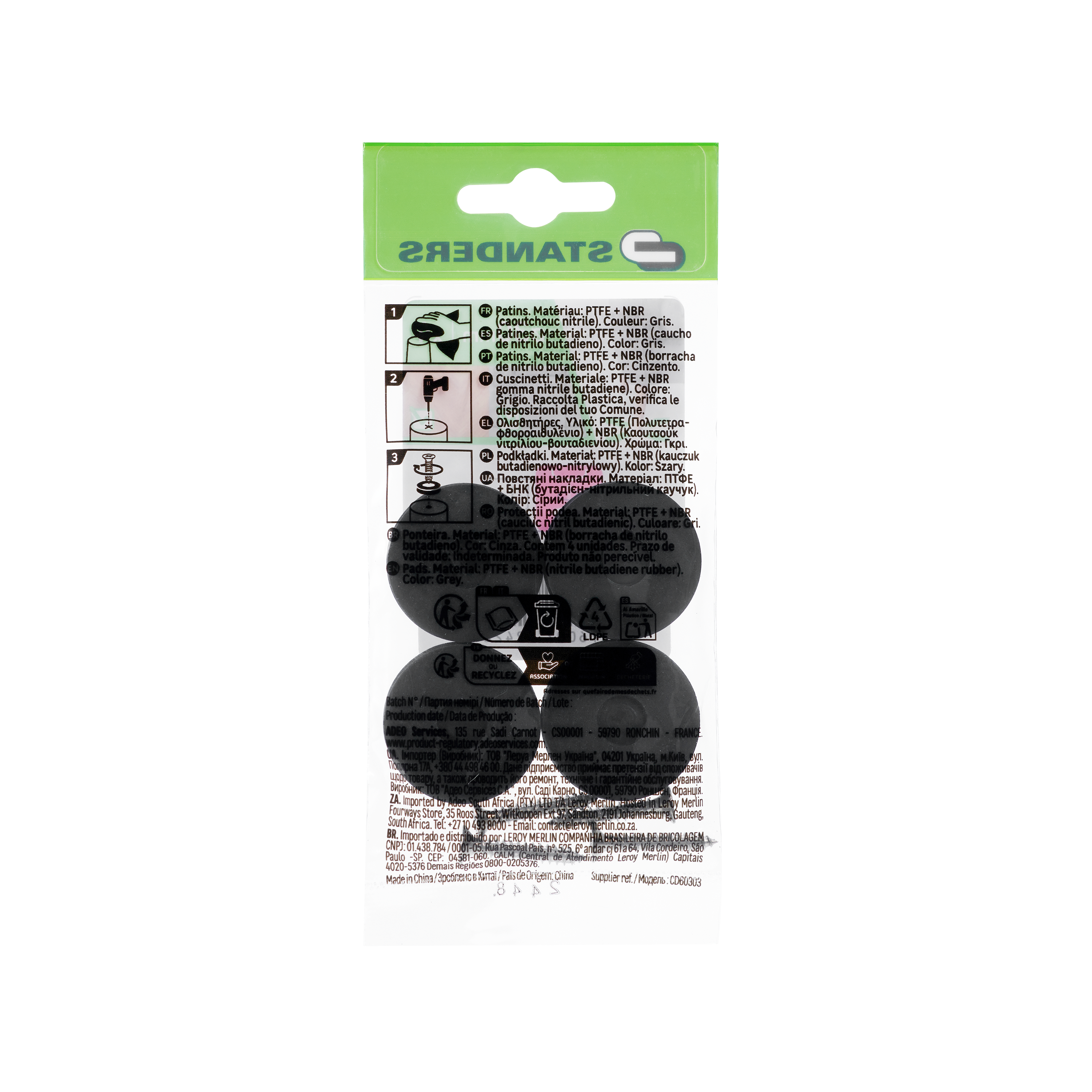 4 patín redondos STANDERS de ptfe gris ø 30 mm - 11