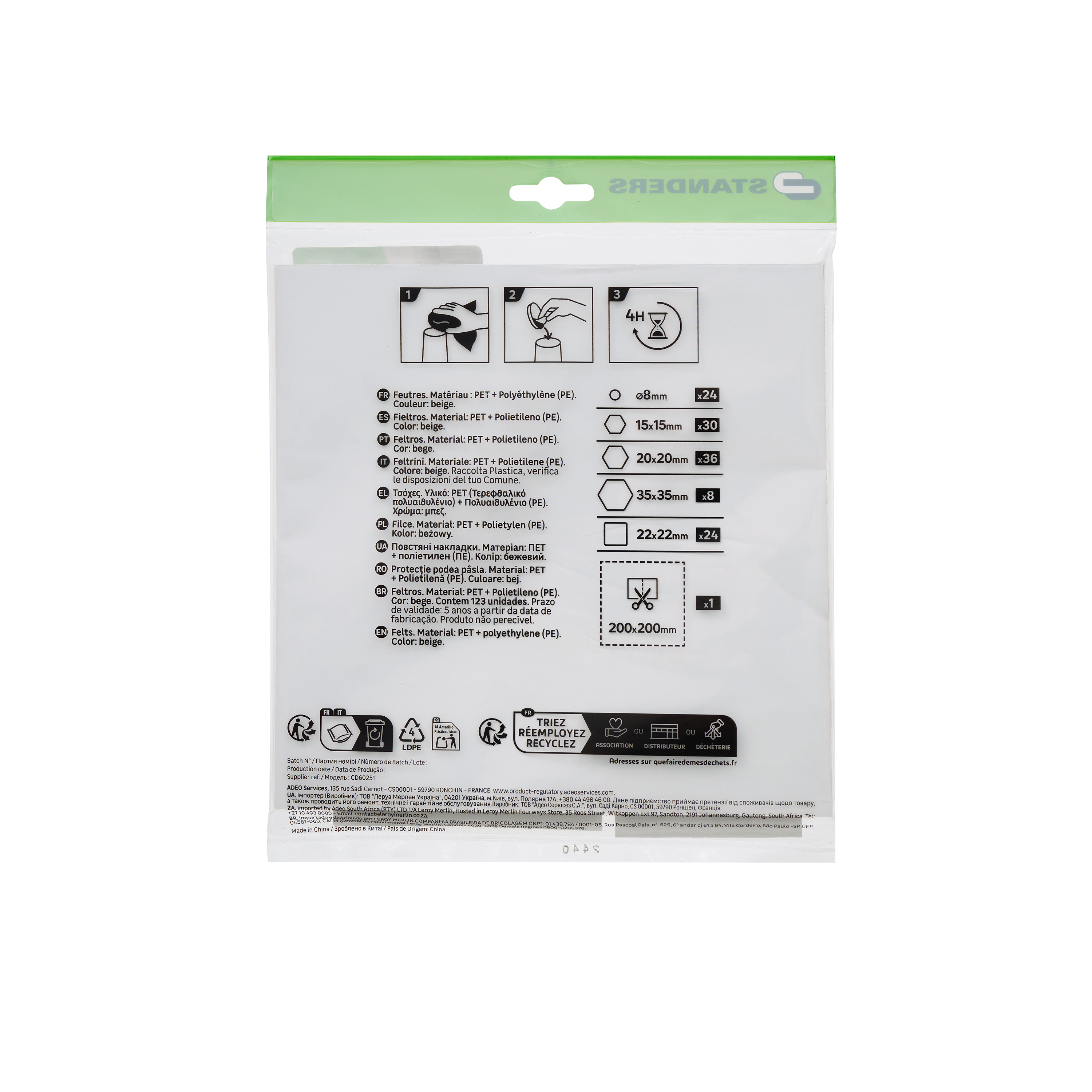 123 Uds surtidas de fieltros adhesivos de varias medidas - 11