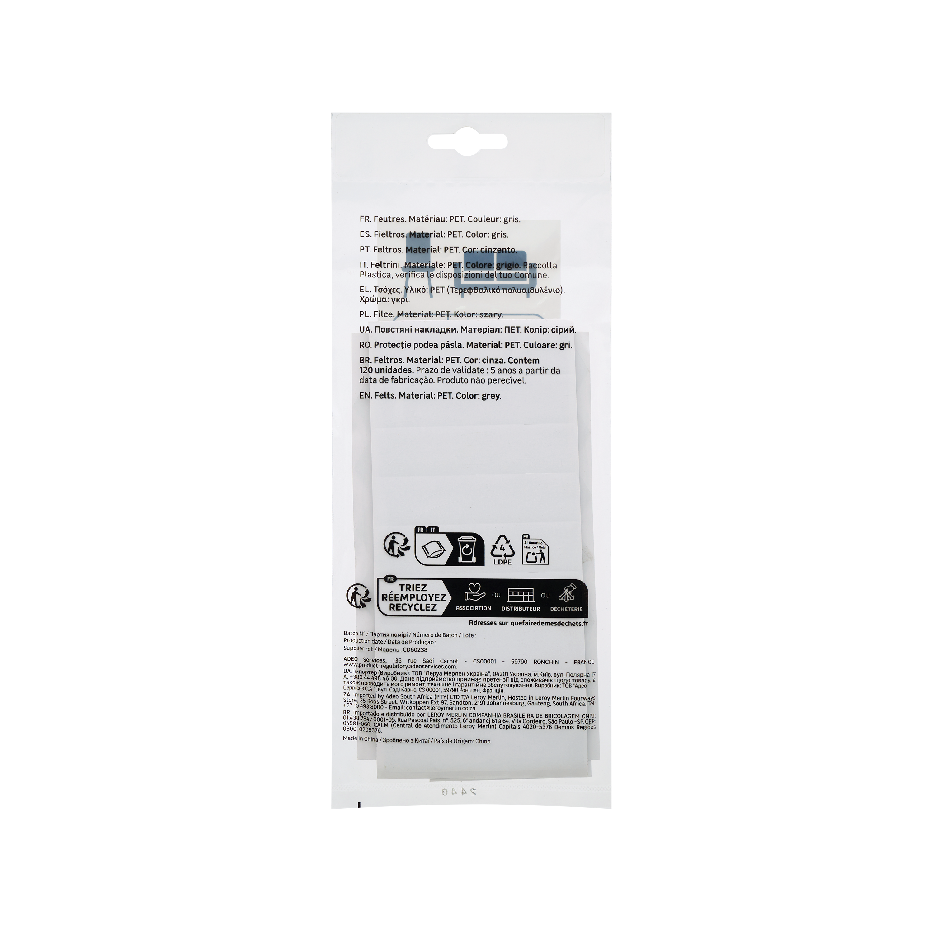 Podkładki filcowe samoprzylepne mix 120 szt. - 14