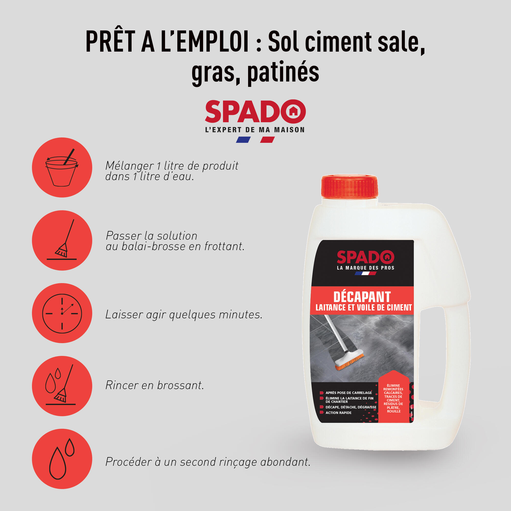 Décapant voile de ciment 1 L - SPADO - 3