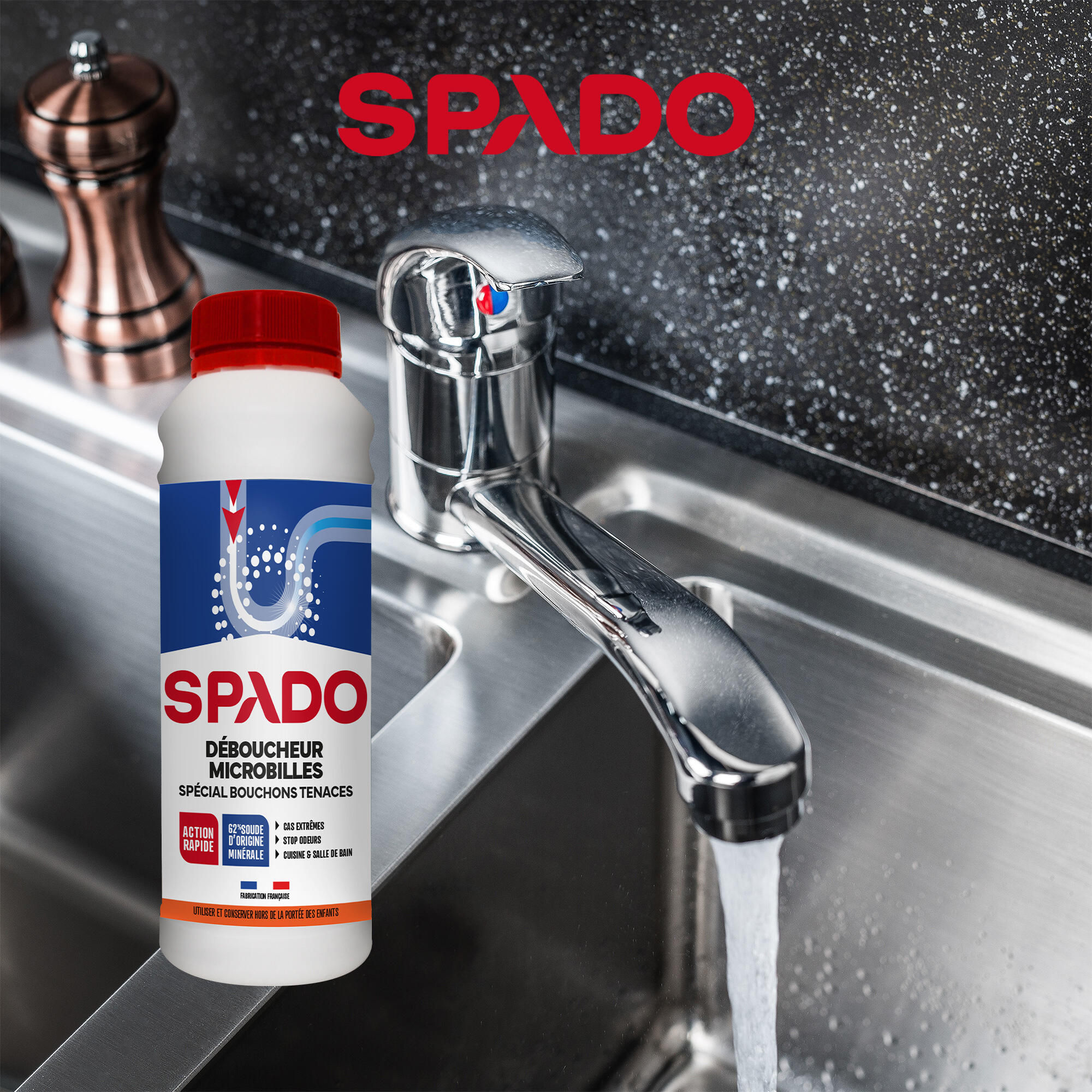 Déboucheur SPADO Microbille eau froide, 500g - 4