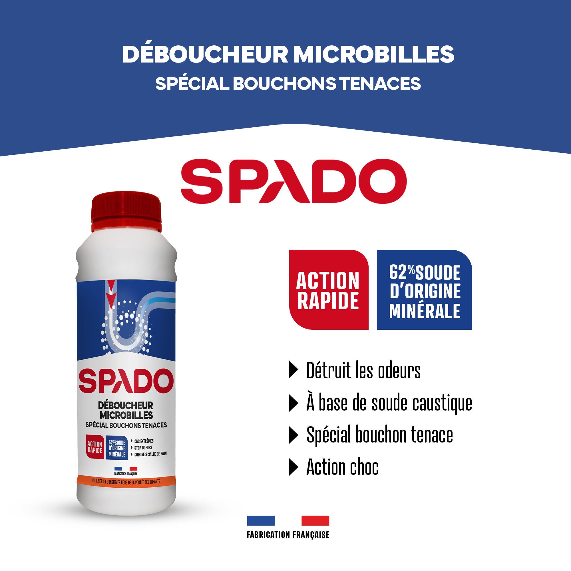 Déboucheur SPADO Microbille eau froide, 500g - 2